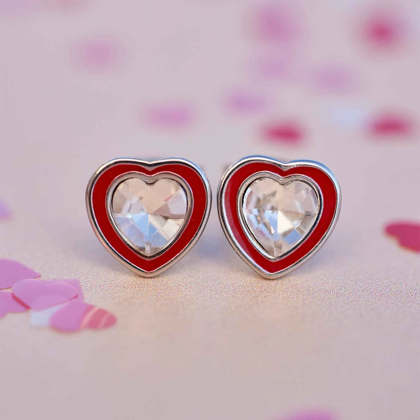 Stone & Enamel Heart Stud Earrings sold by Pura Vida product image thumbnail 2
