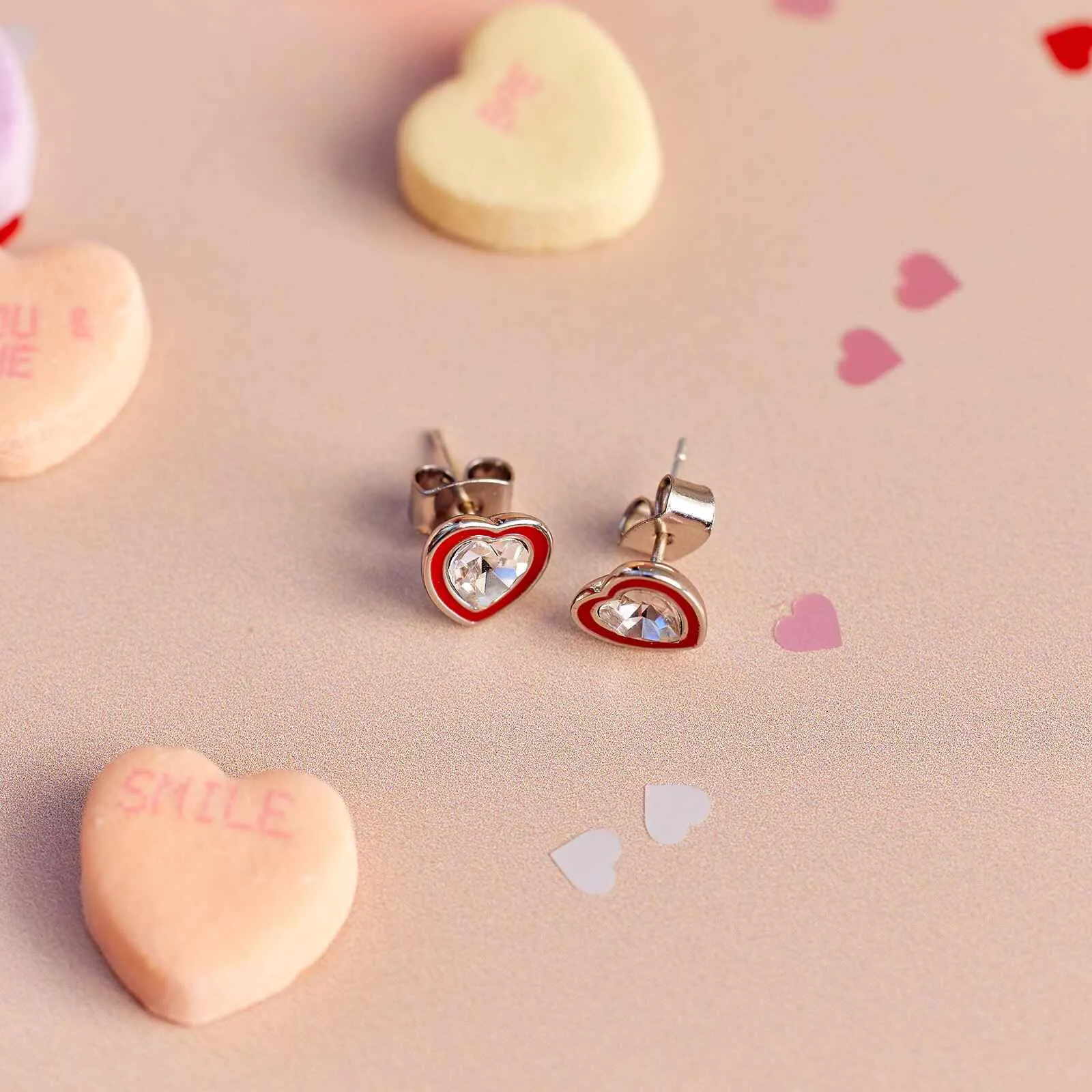 Stone & Enamel Heart Stud Earrings sold by Pura Vida product image thumbnail 4