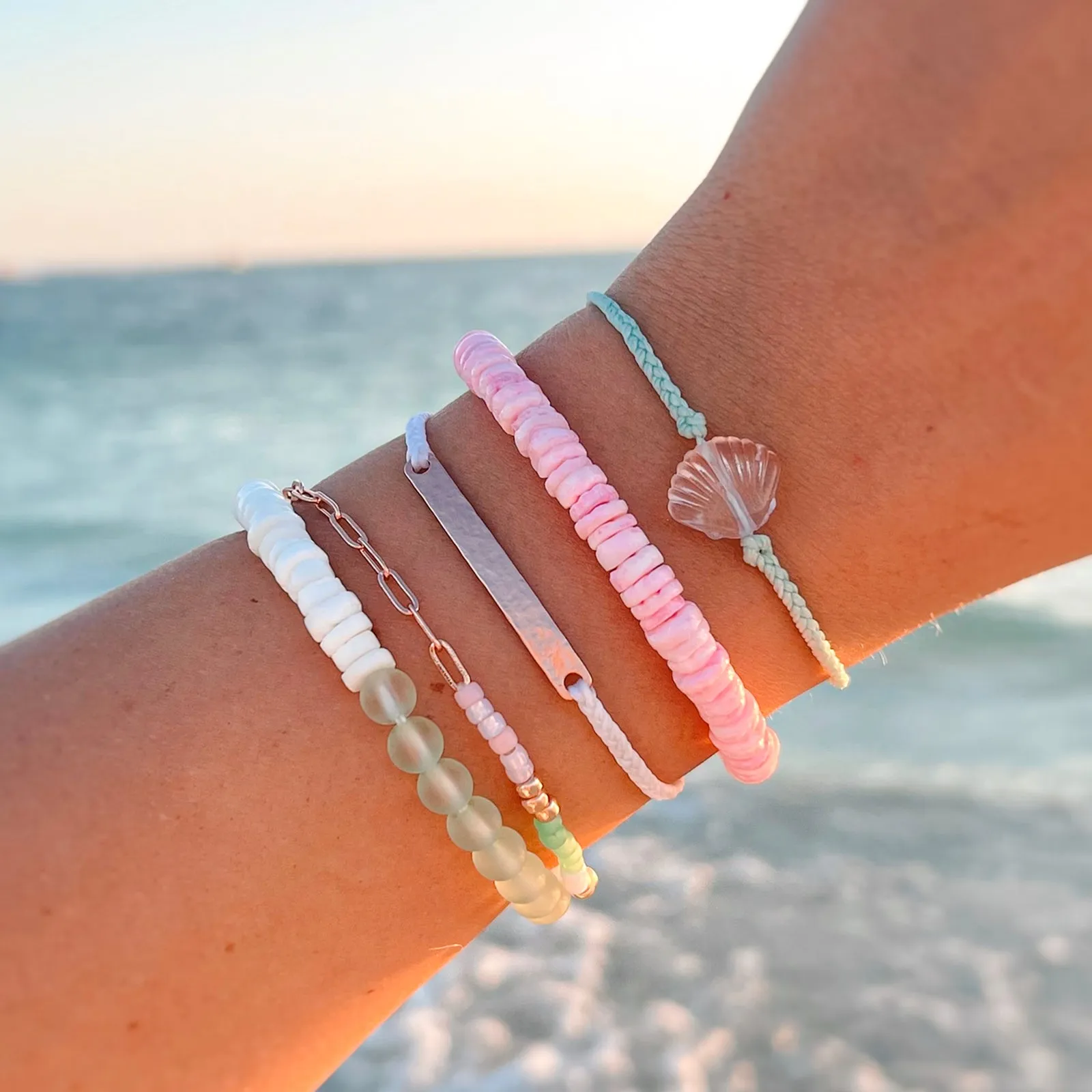 Pink Puka Shell Cord Bracelet sold by Pura Vida product image thumbnail 3