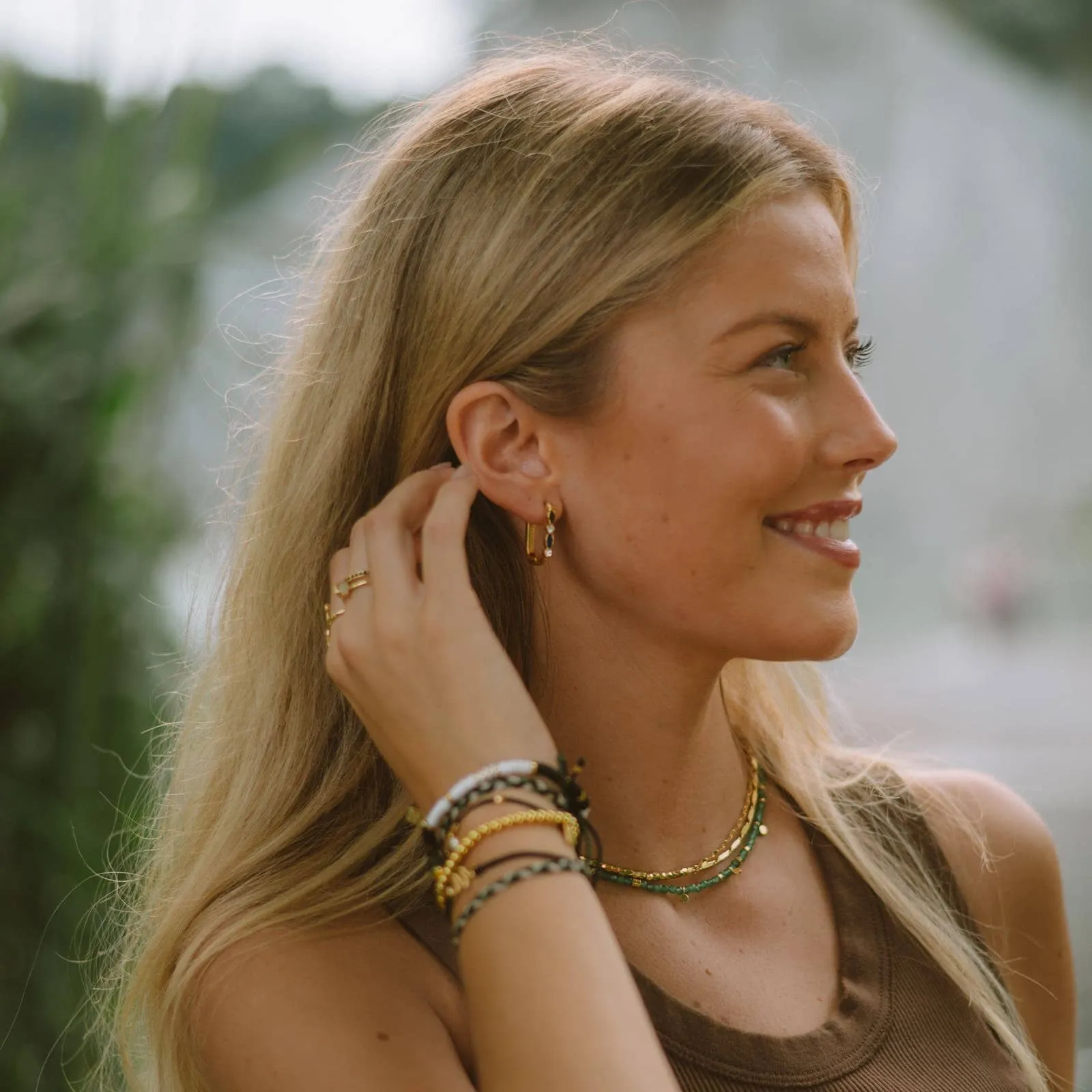 Stone Hoop Earrings sold by Pura Vida product image thumbnail 5