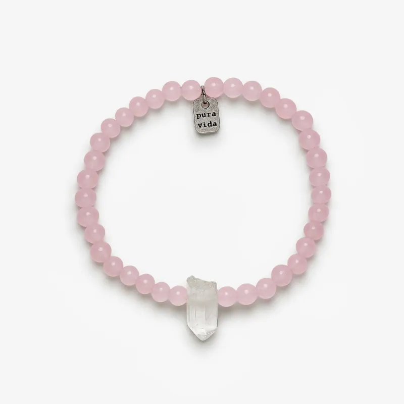 Rose Quartz Intention Stretch Bracelet sold by Pura Vida