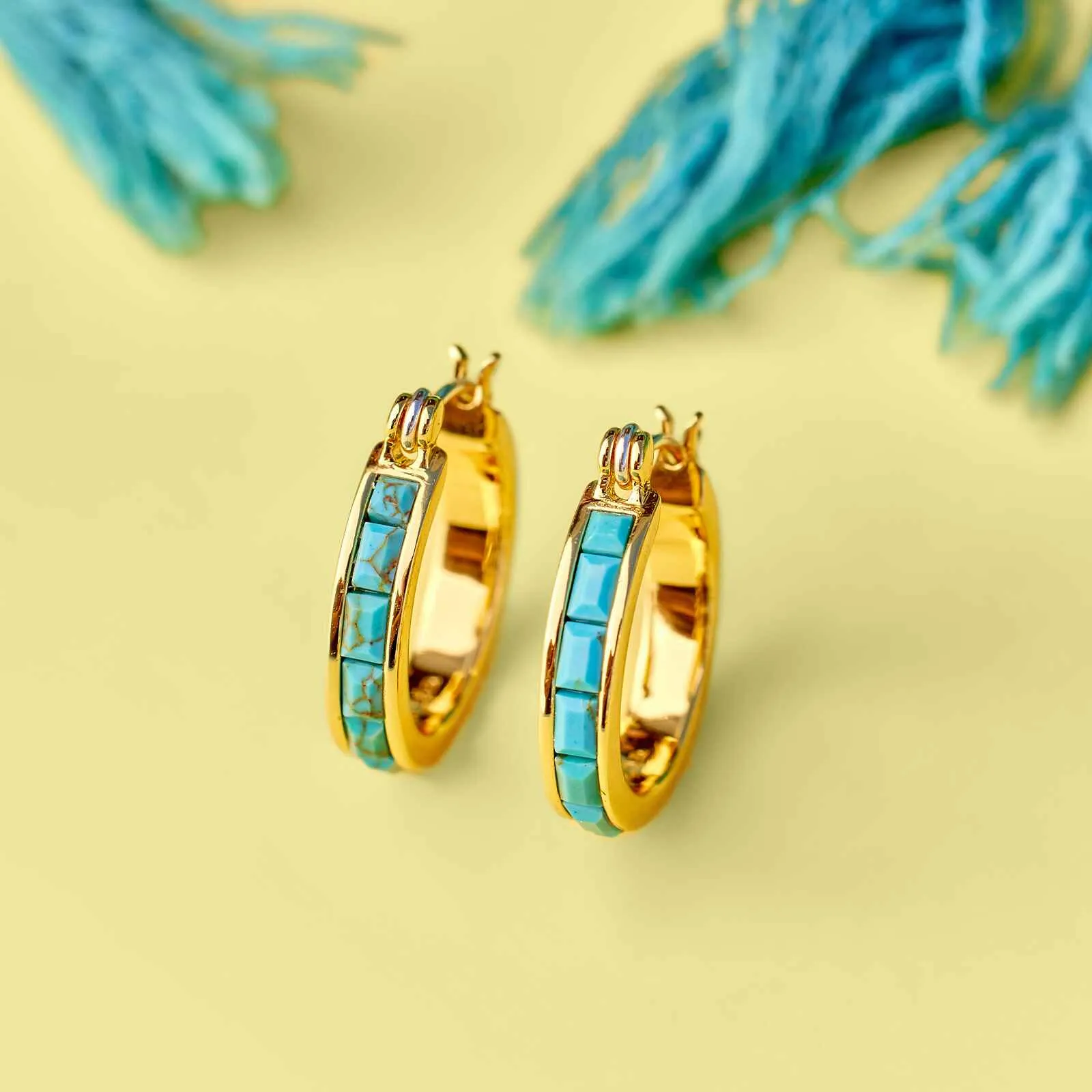 Turquoise Tile Hoop Earrings sold by Pura Vida product image thumbnail 4