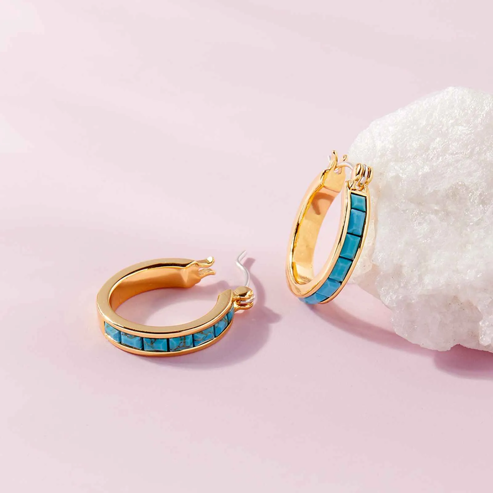 Turquoise Tile Hoop Earrings sold by Pura Vida product image thumbnail 5