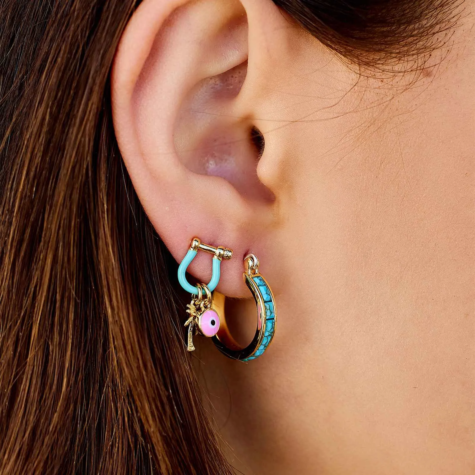 Turquoise Tile Hoop Earrings sold by Pura Vida product image thumbnail 3