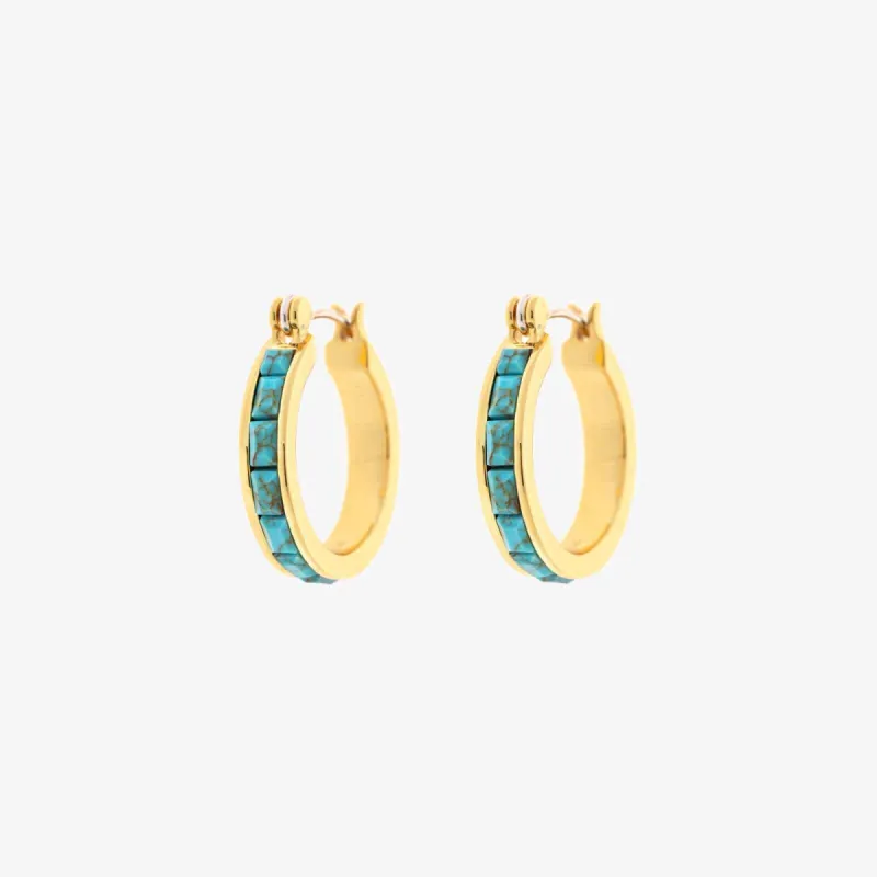 Turquoise Tile Hoop Earrings sold by Pura Vida