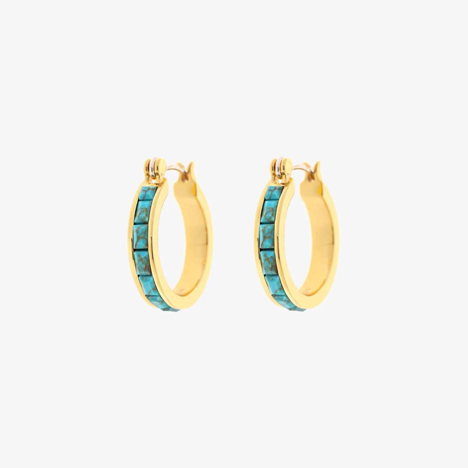 Turquoise Tile Hoop Earrings sold by Pura Vida