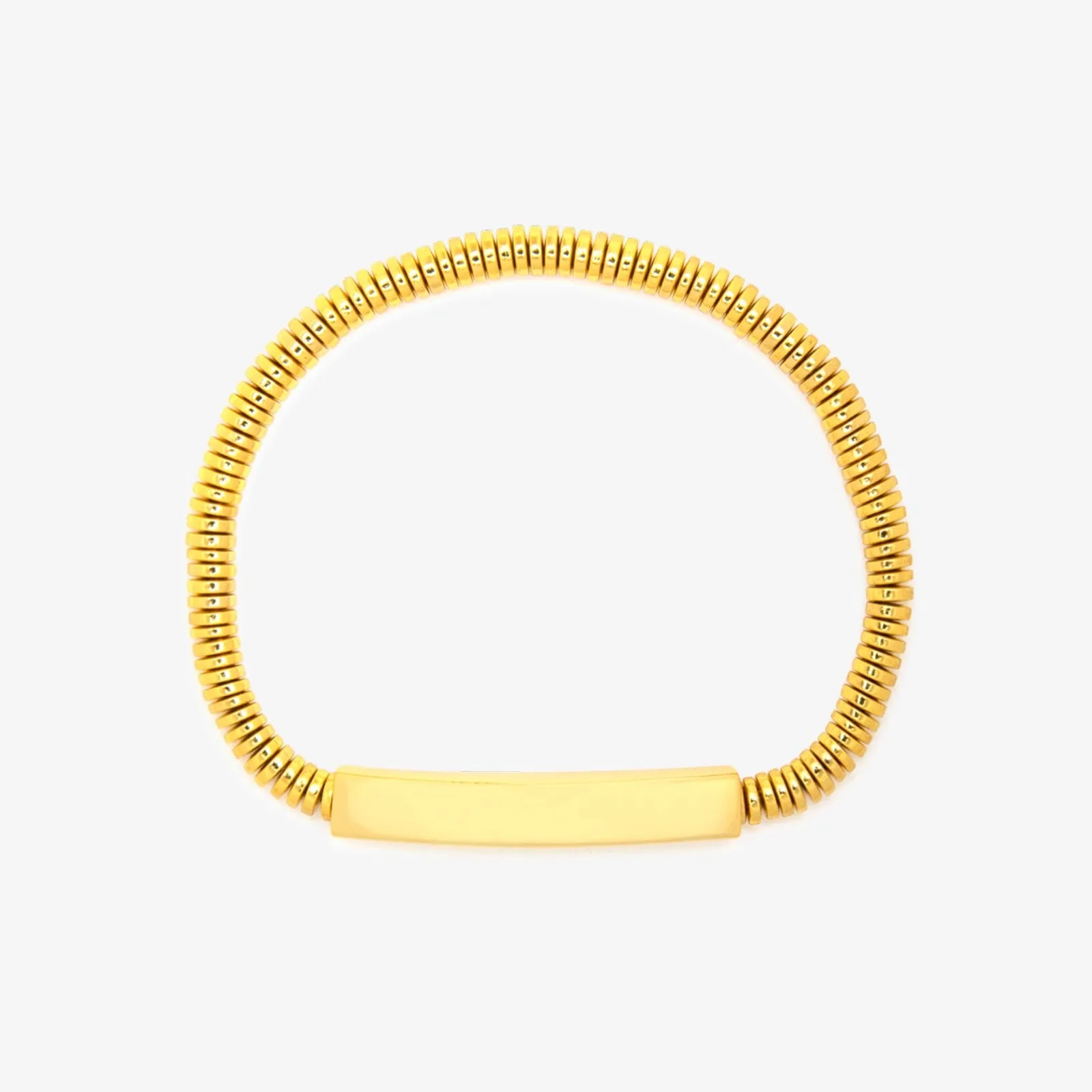 Engravable Disc Bead Stretch Bracelet sold by Pura Vida