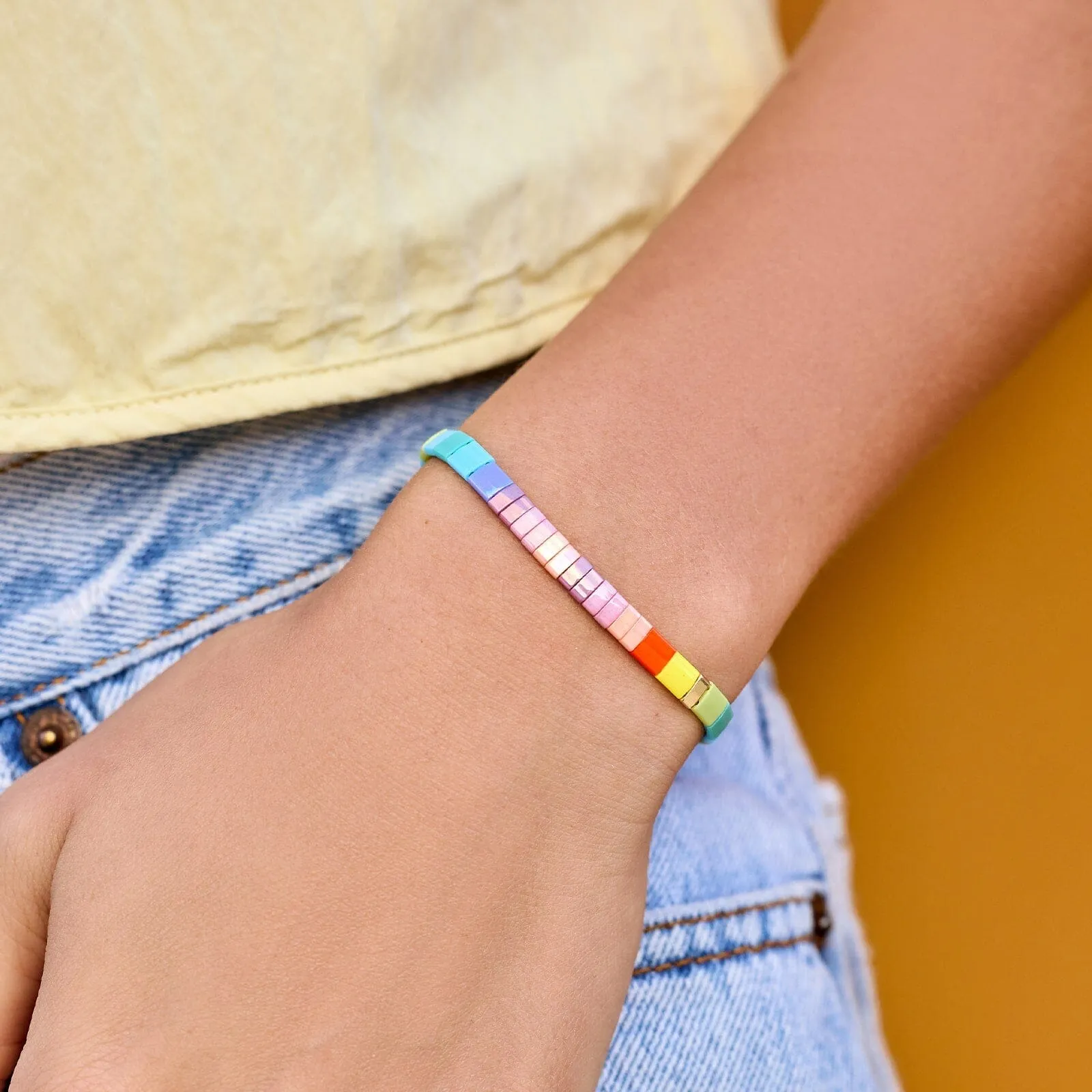Paradise Tile Bead Stretch Bracelet sold by Pura Vida product image thumbnail 2