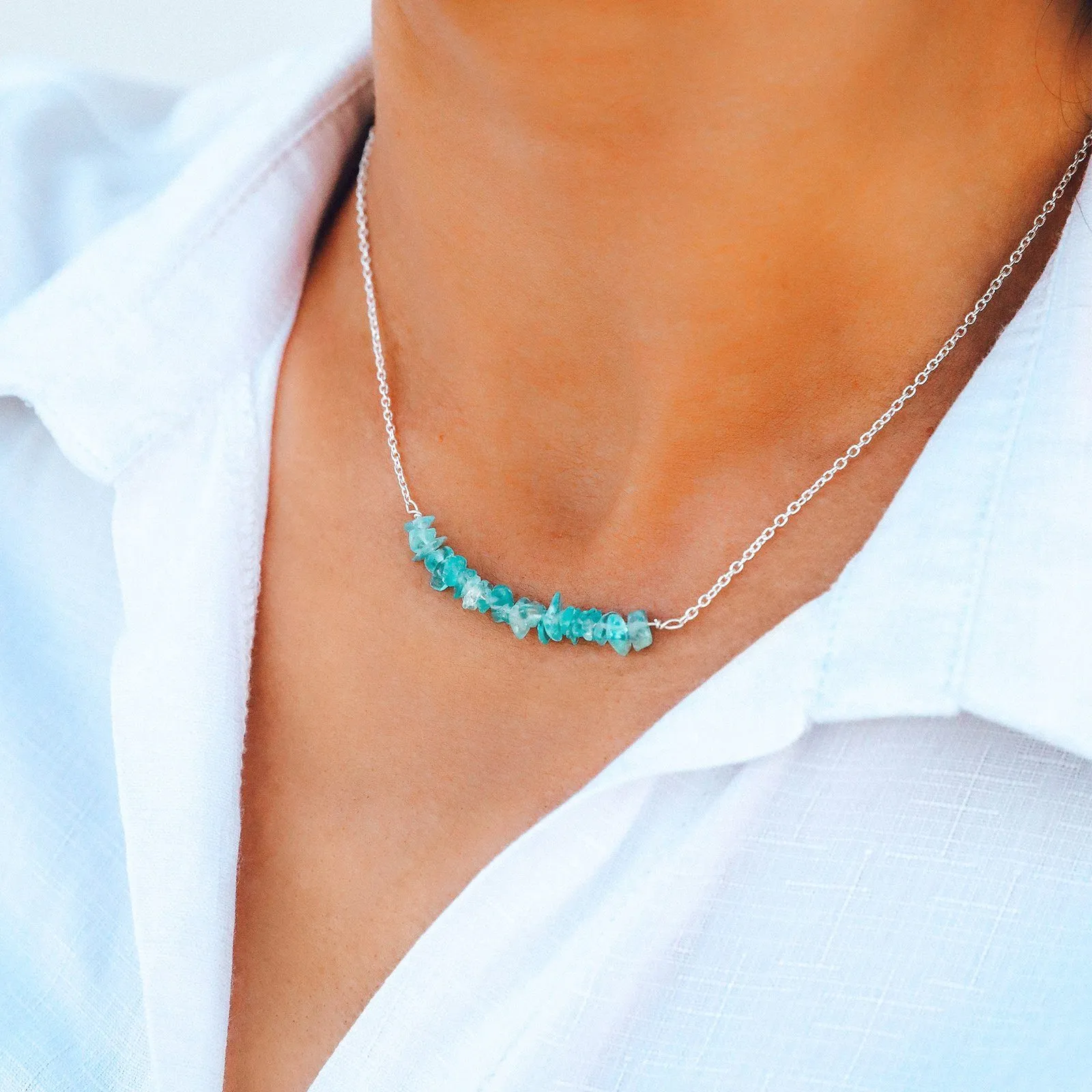 Aquamarine Chip Choker sold by Pura Vida product image thumbnail 4