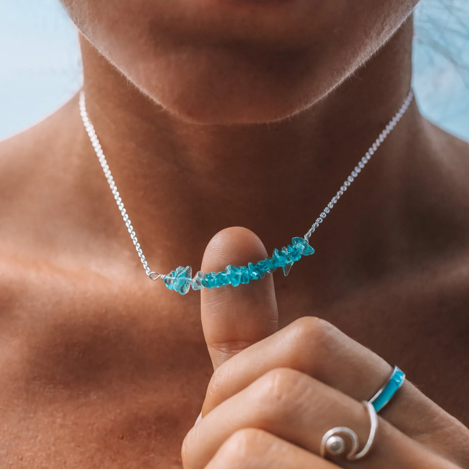 Aquamarine Chip Choker sold by Pura Vida product image thumbnail 3