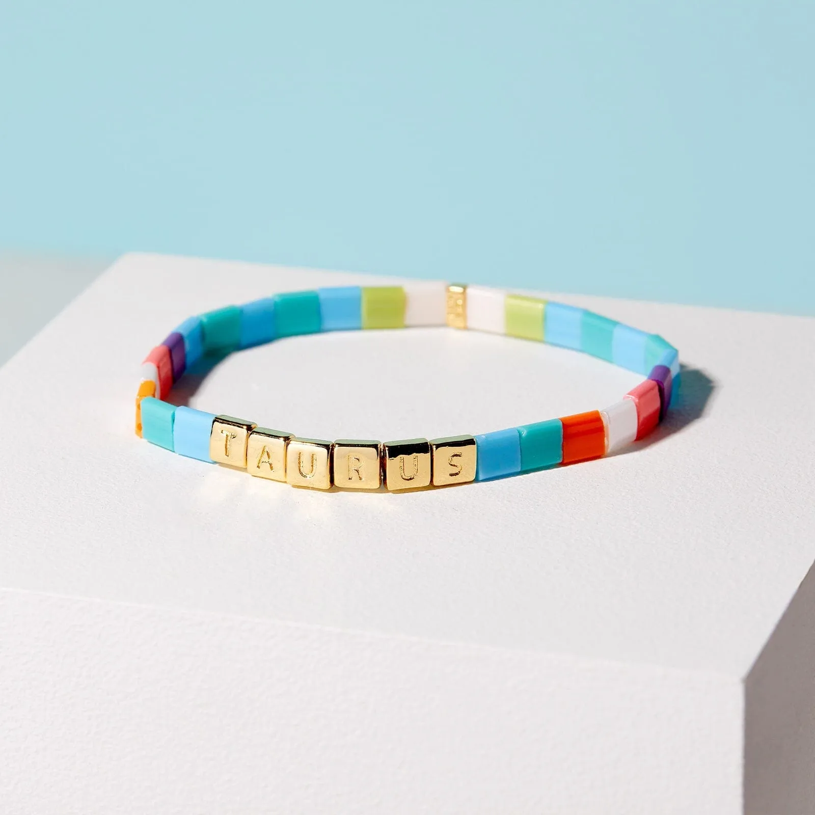 Rainbow Tile Bead Gold Stretch Bracelet sold by Pura Vida product image thumbnail 4