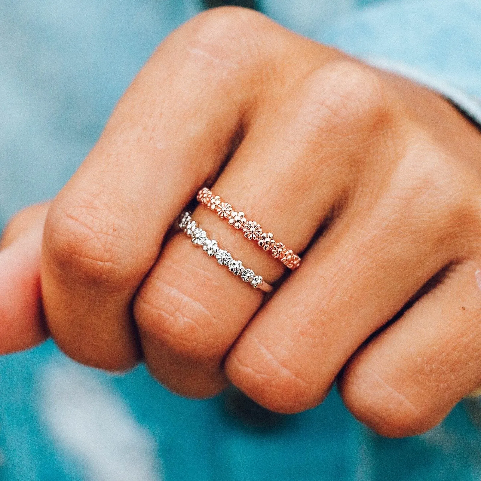 Rose Gold Floral Stacking Ring sold by Pura Vida product image thumbnail 4