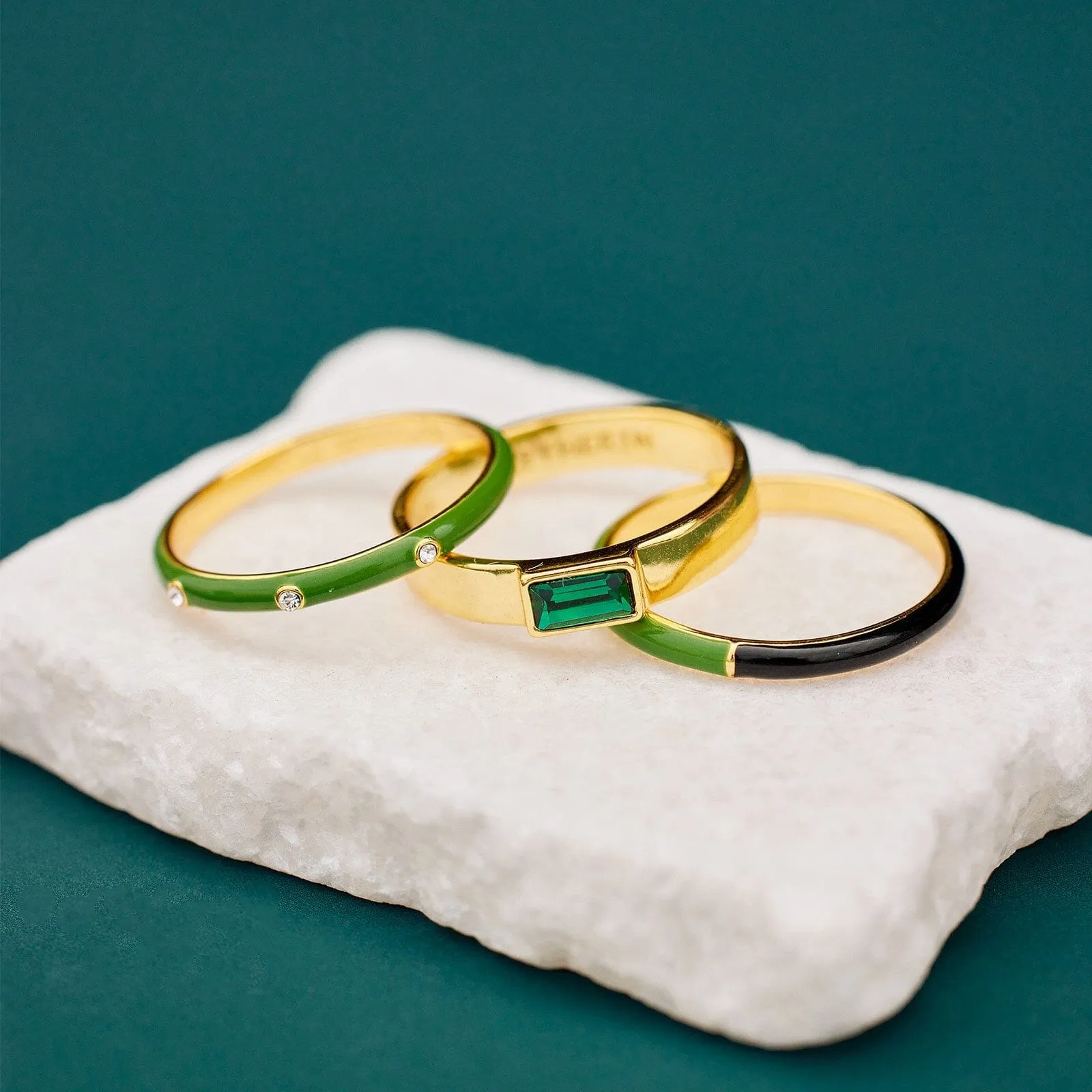 Slytherin™ 3 Ring Stack sold by Pura Vida product image thumbnail 2