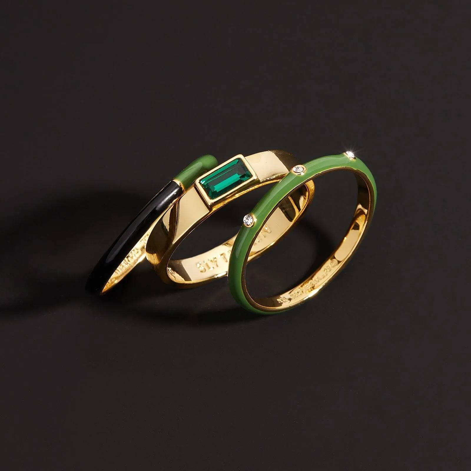 Slytherin™ 3 Ring Stack sold by Pura Vida product image thumbnail 3