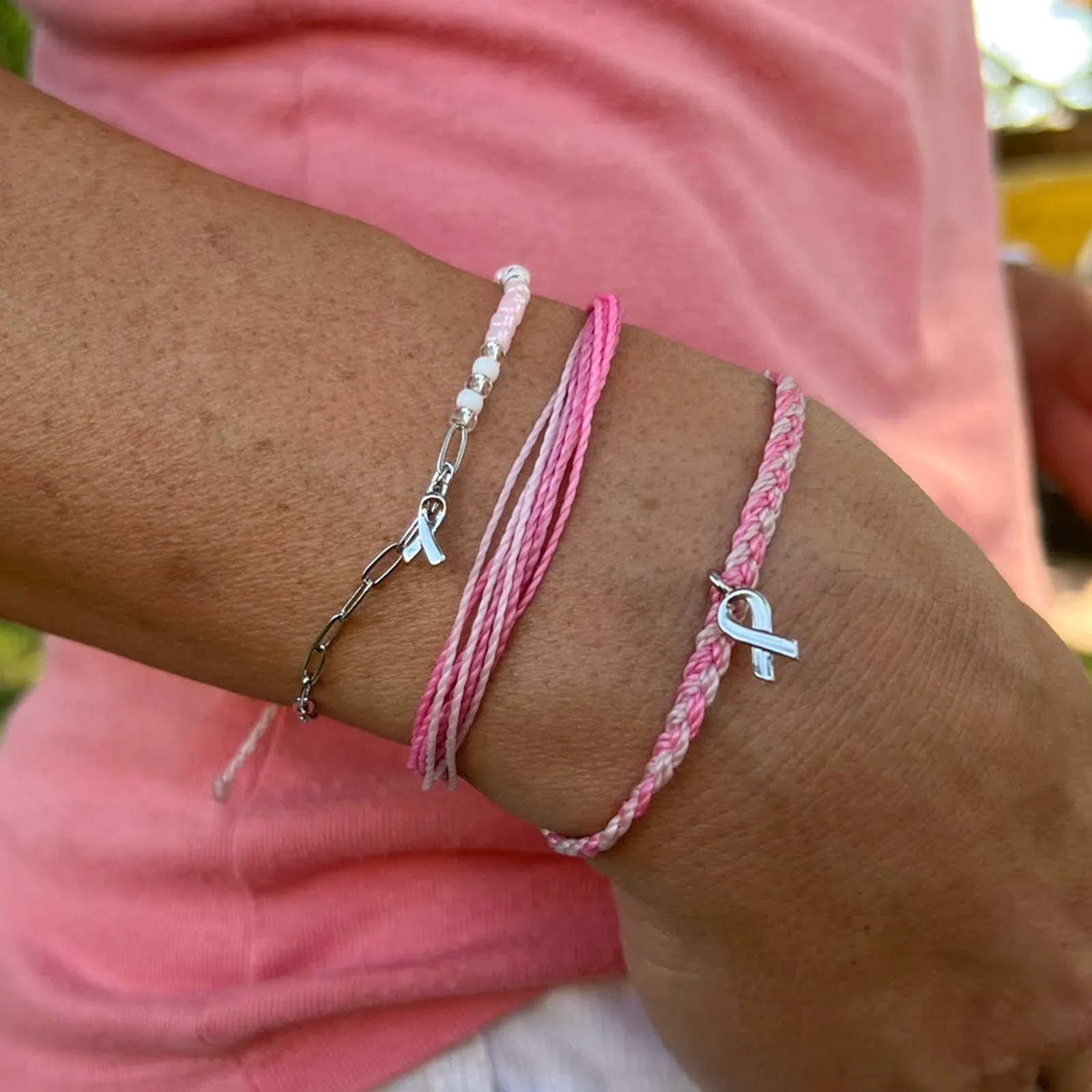Boarding 4 Breast Cancer Half N Half Bracelet sold by Pura Vida product image thumbnail 4