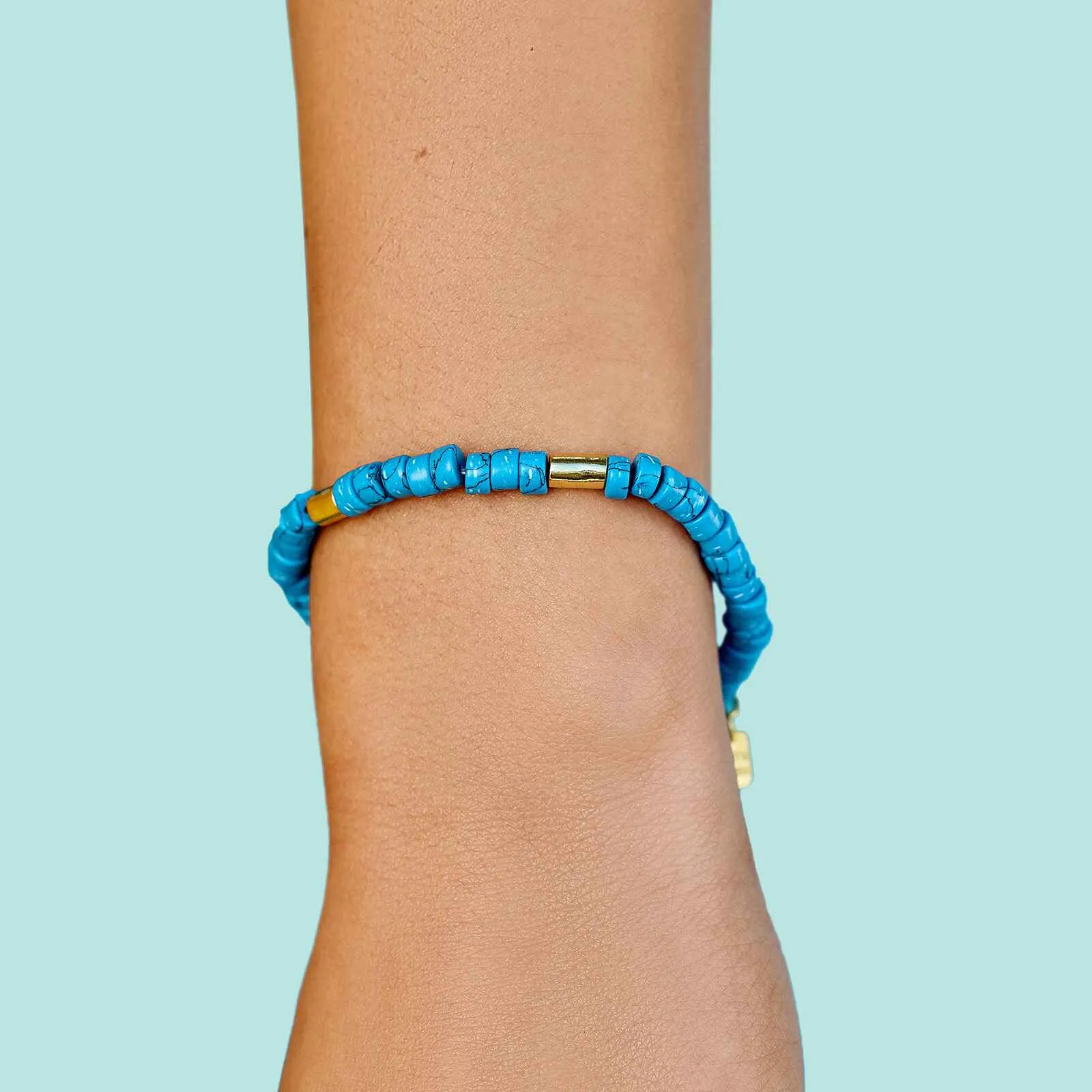 Turquoise Bead Stretch Bracelet sold by Pura Vida product image thumbnail 3
