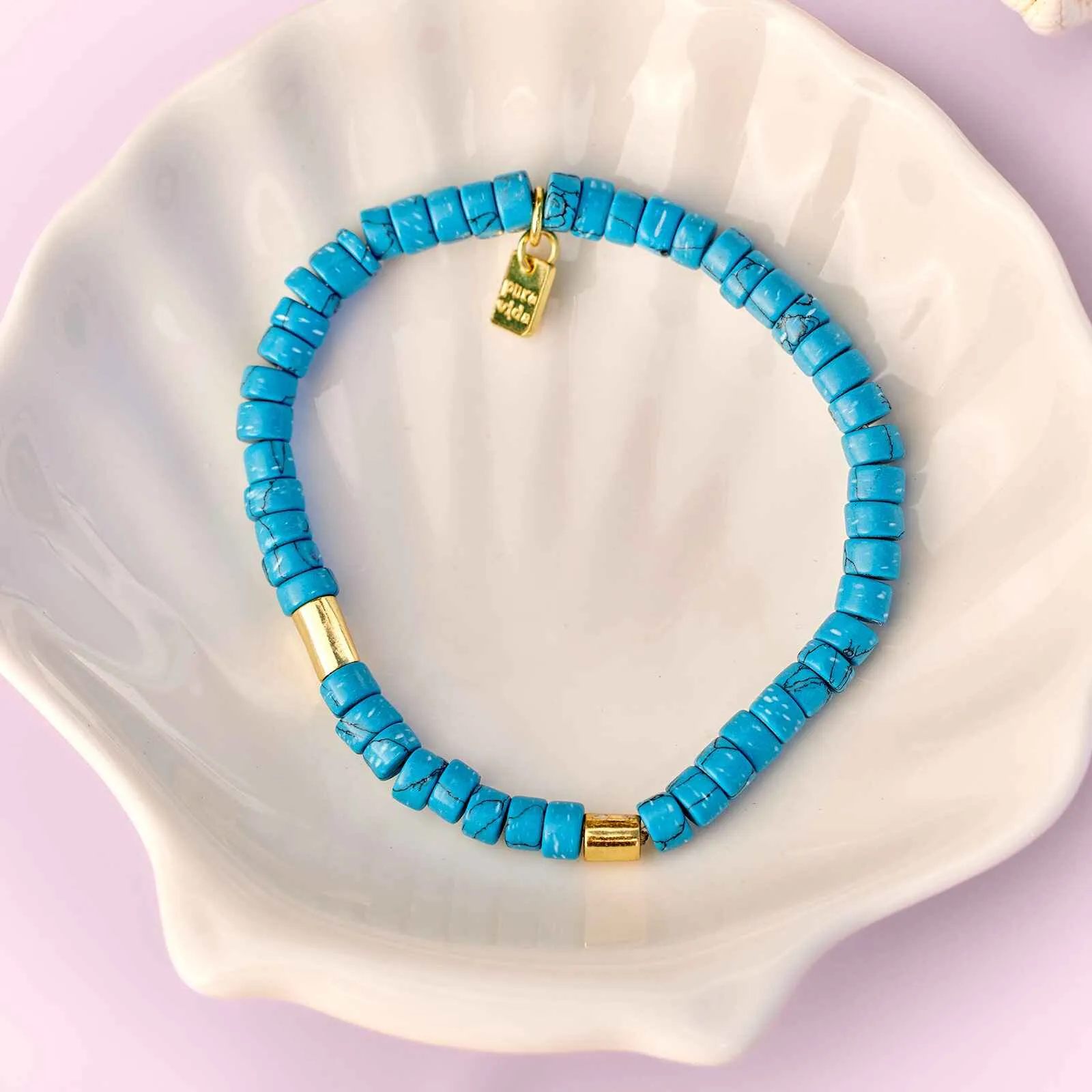 Turquoise Bead Stretch Bracelet sold by Pura Vida product image thumbnail 5