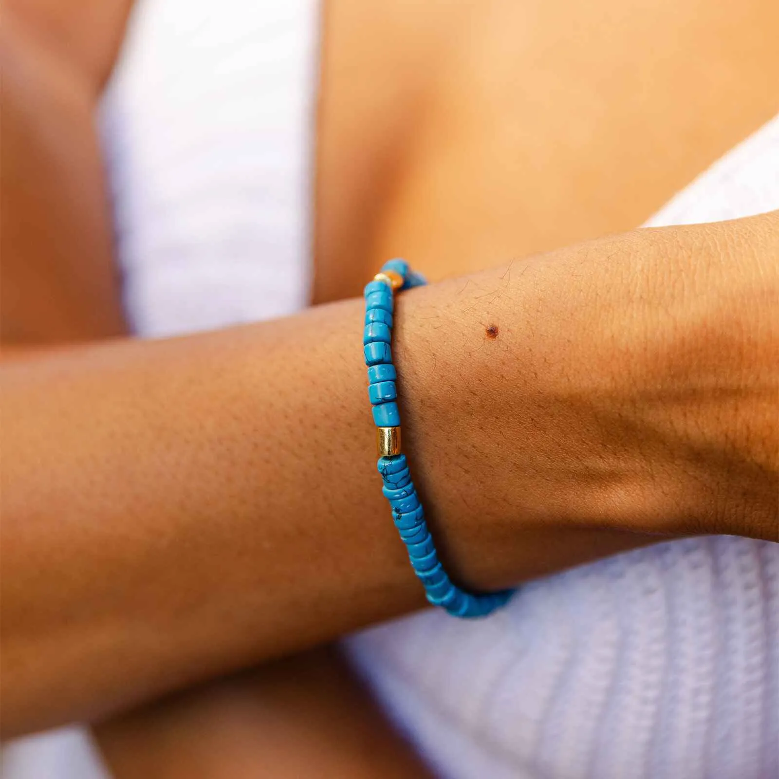 Turquoise Bead Stretch Bracelet sold by Pura Vida product image thumbnail 2