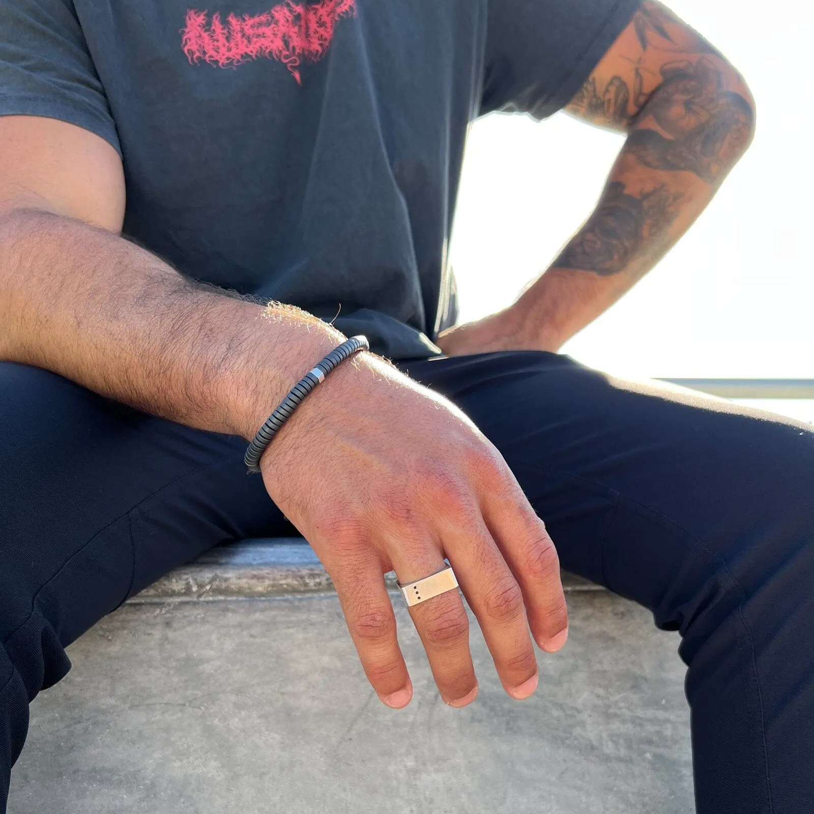 Men's Black Gunmetal Stone Bracelet sold by Pura Vida product image thumbnail 5