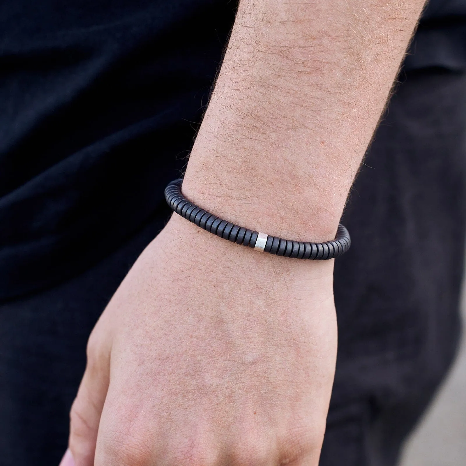 Men's Black Gunmetal Stone Bracelet sold by Pura Vida product image thumbnail 2