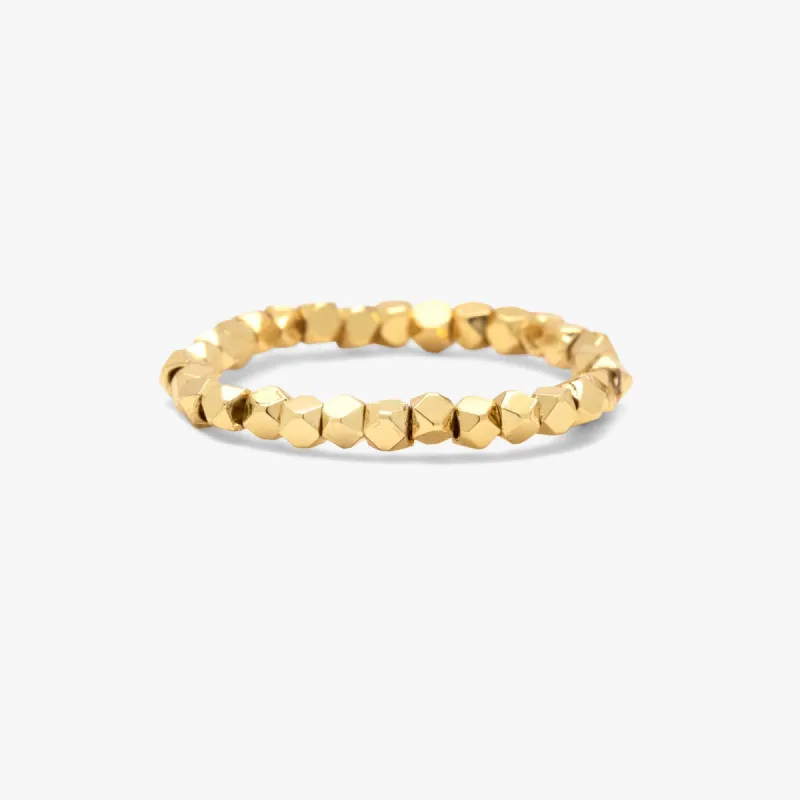 Faceted Gold Bead Stretch Ring sold by Pura Vida