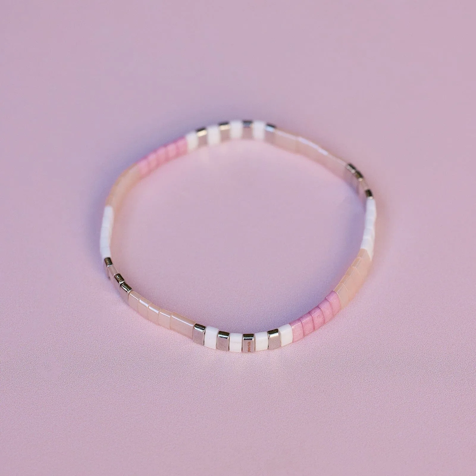 Boarding for Breast Cancer Tile Bead Stretch Bracelet sold by Pura Vida product image thumbnail 3