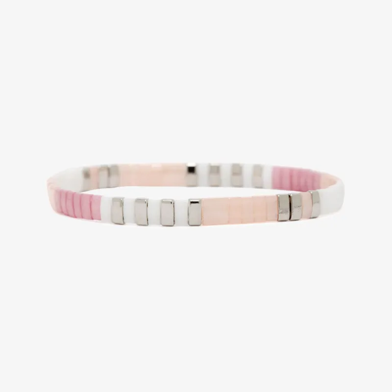 Boarding for Breast Cancer Tile Bead Stretch Bracelet sold by Pura Vida