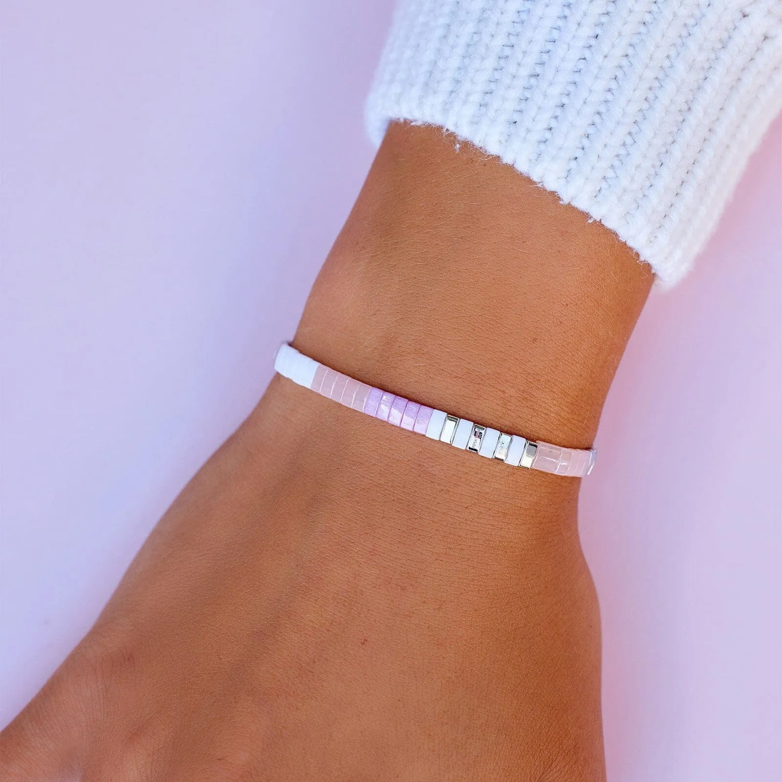 Boarding for Breast Cancer Tile Bead Stretch Bracelet sold by Pura Vida product image thumbnail 2