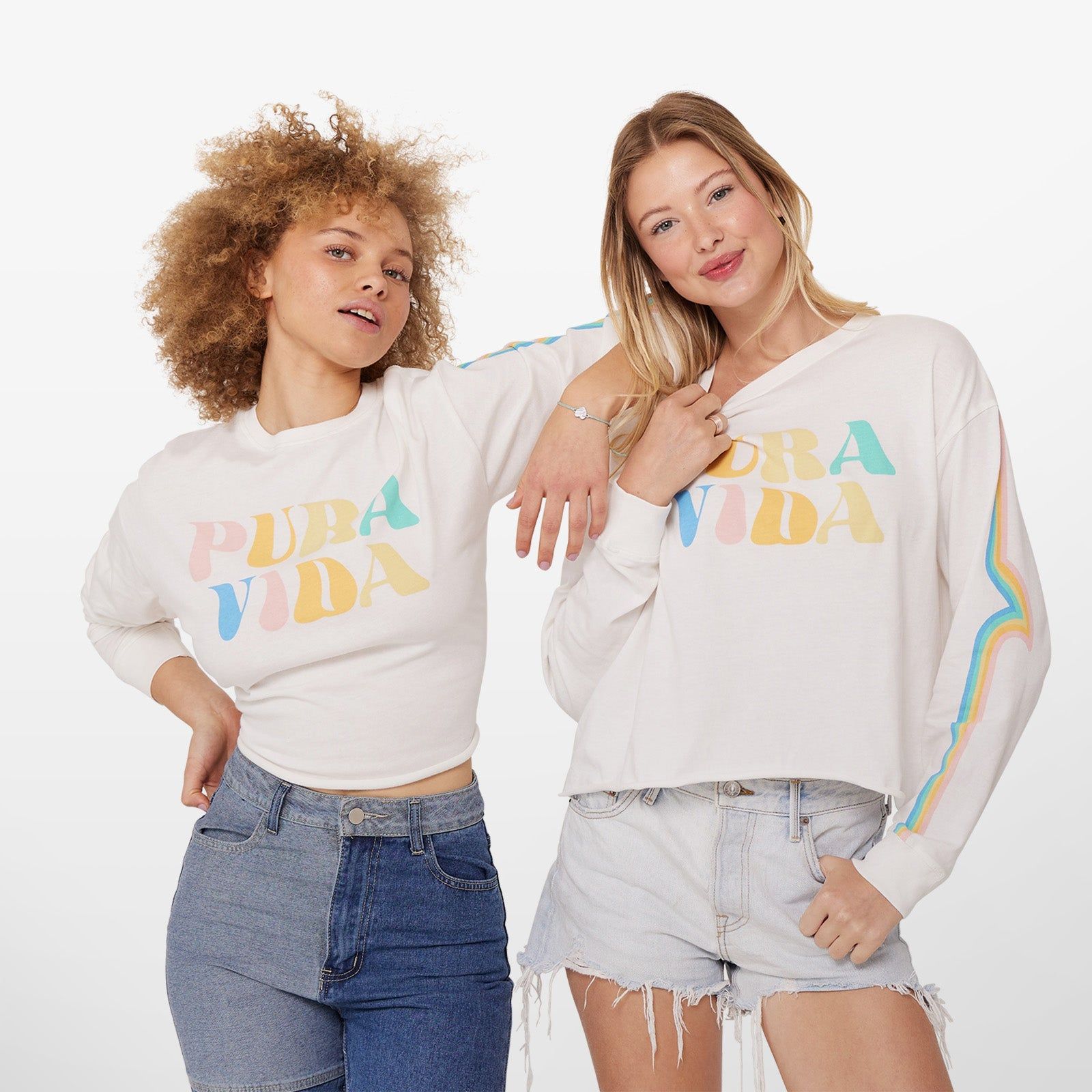 Rainbow Wave Long Sleeve Boxy Tee sold by Pura Vida product image thumbnail 4