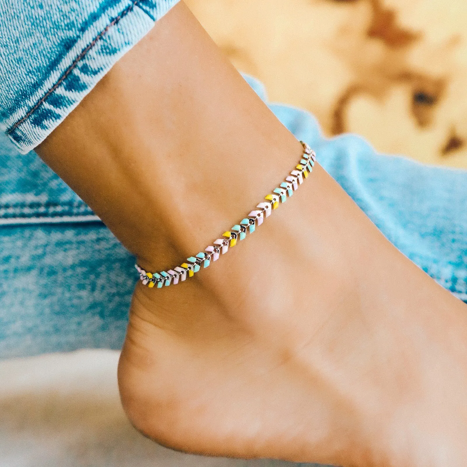 Rainbow Chevron Anklet sold by Pura Vida
