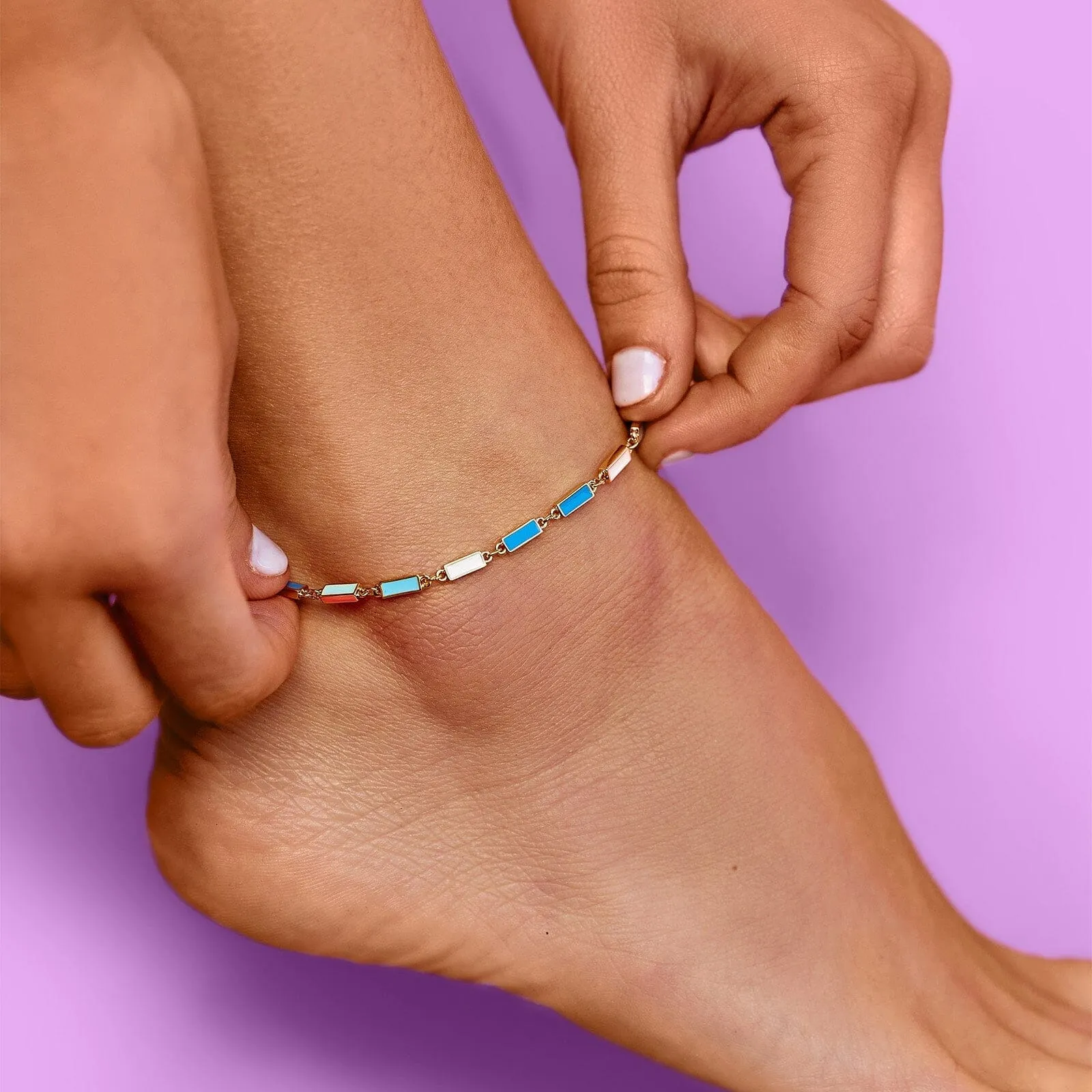 Enamel Bar Chain Anklet sold by Pura Vida product image thumbnail 2