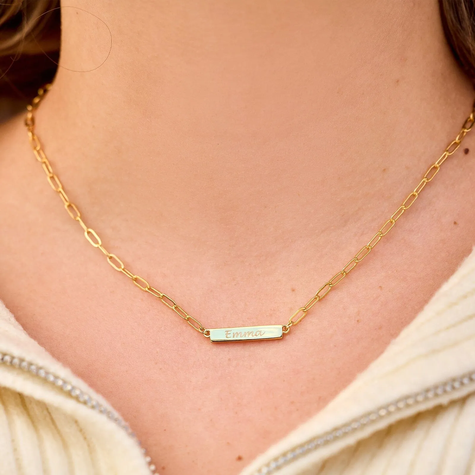 Engravable Paperclip Chain Bar Necklace sold by Pura Vida product image thumbnail 3