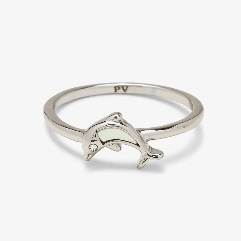 Mother of Pearl Dolphin Ring sold by Pura Vida