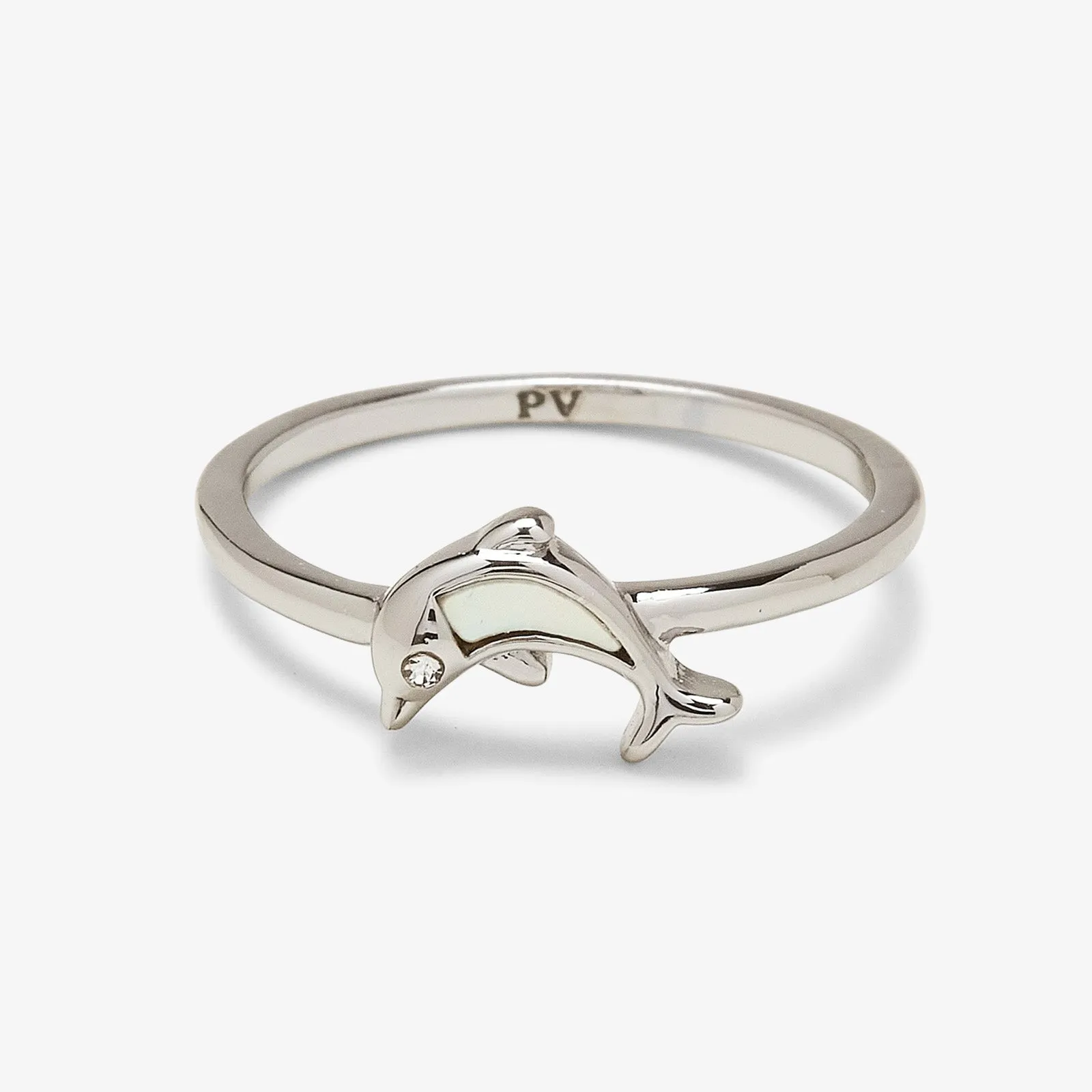 Mother of Pearl Dolphin Ring sold by Pura Vida