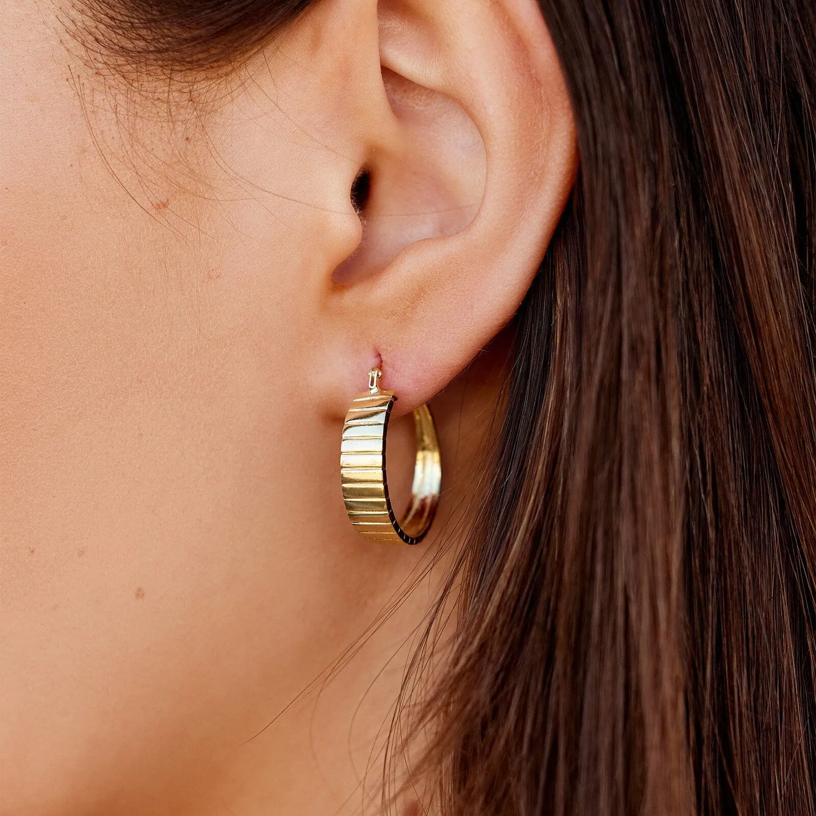 Wide Ribbed Hoop Earrings sold by Pura Vida product image thumbnail 3