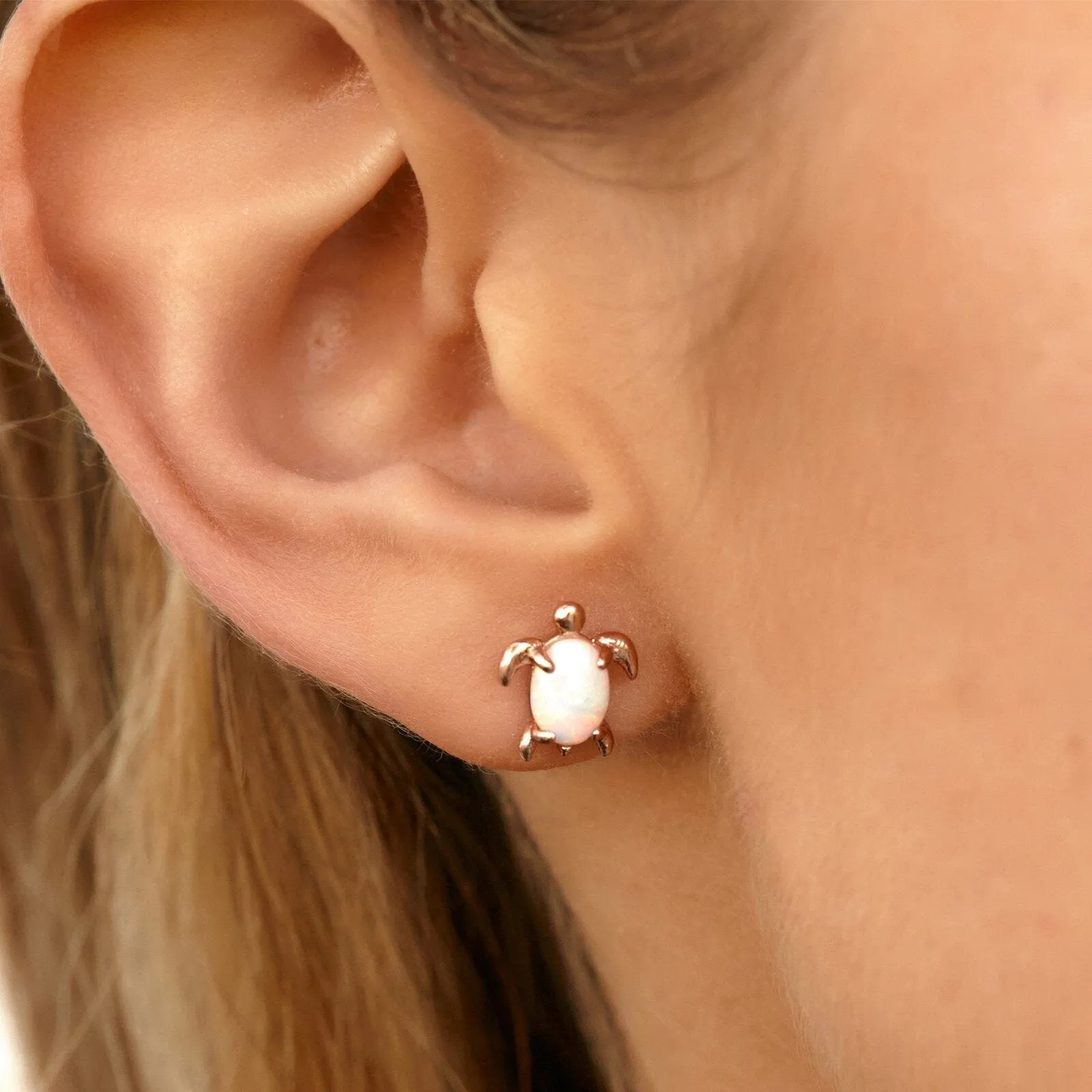 Rose Gold Opal Sea Turtle Earring sold by Pura Vida product image thumbnail 4