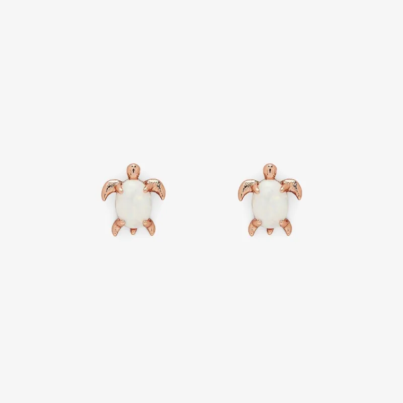 Rose Gold Opal Sea Turtle Earring sold by Pura Vida
