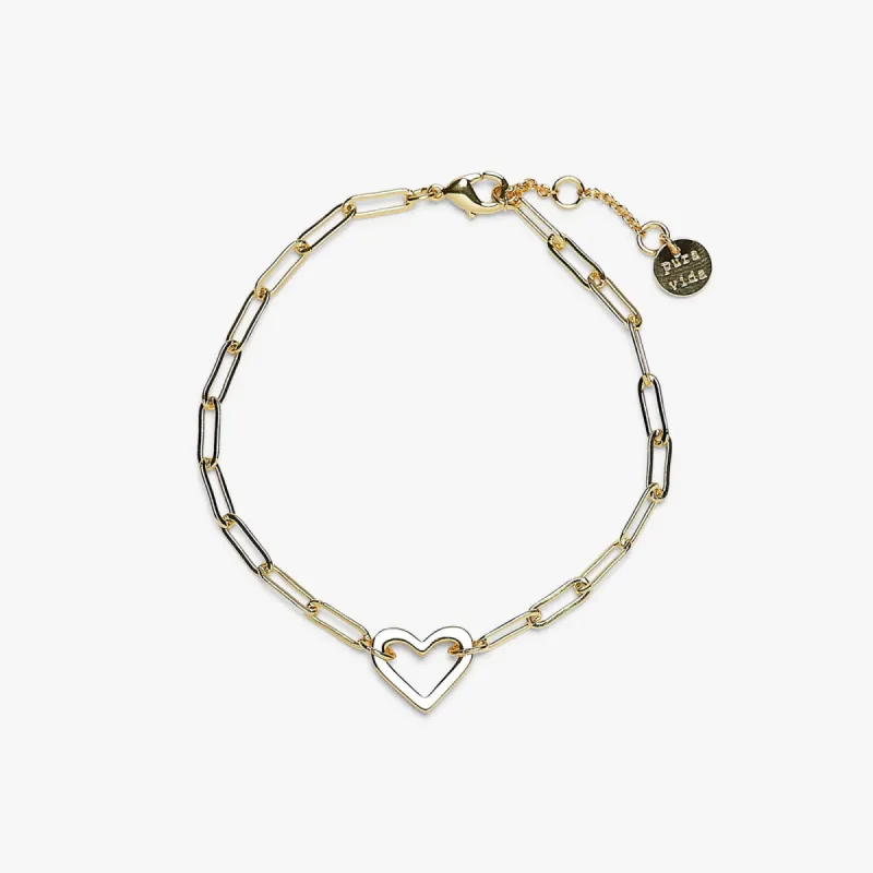 Open Heart Paperclip Chain Bracelet sold by Pura Vida