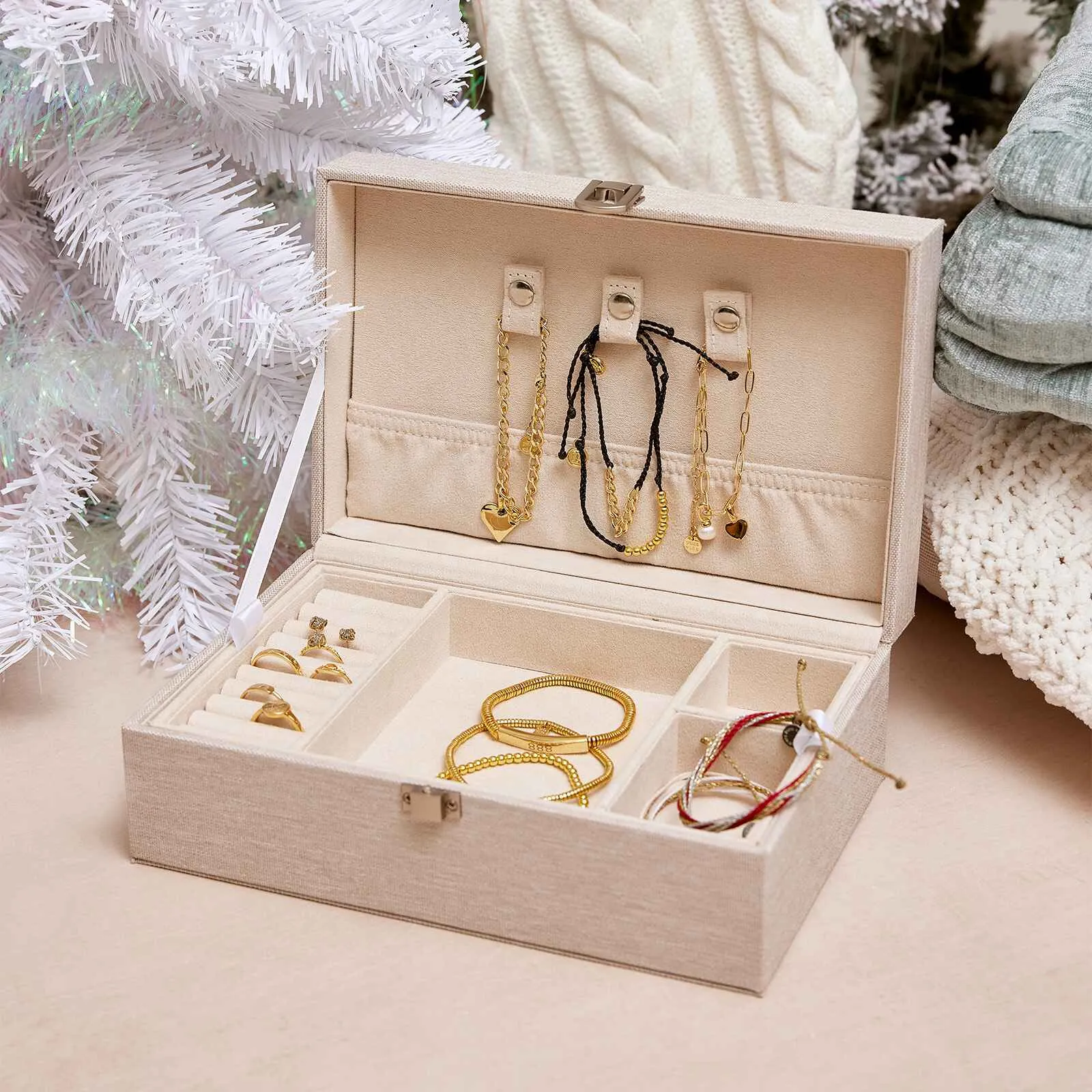 Linen Leather Jewelry Box sold by Pura Vida