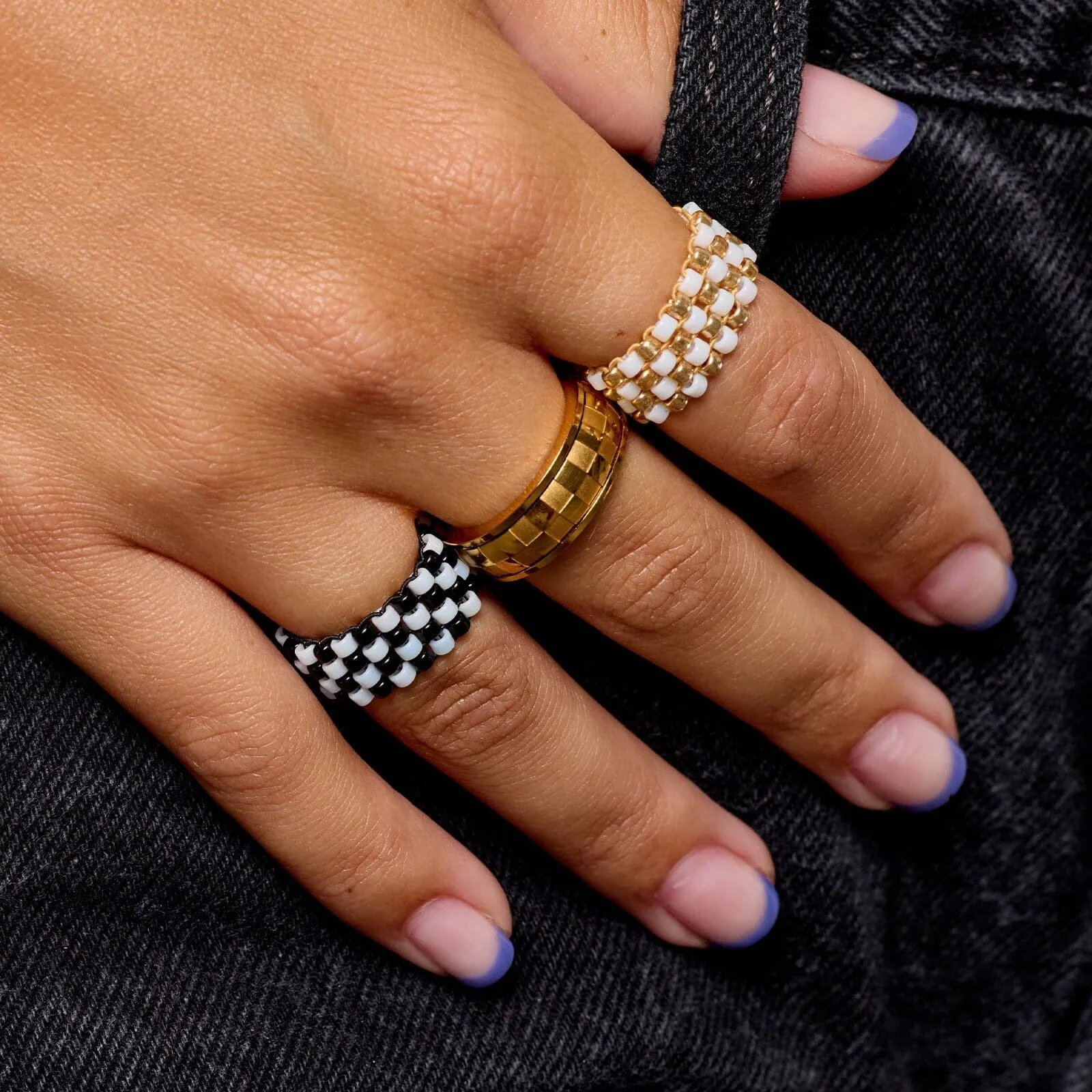 Checkerboard Bead Stretch Ring sold by Pura Vida product image thumbnail 3