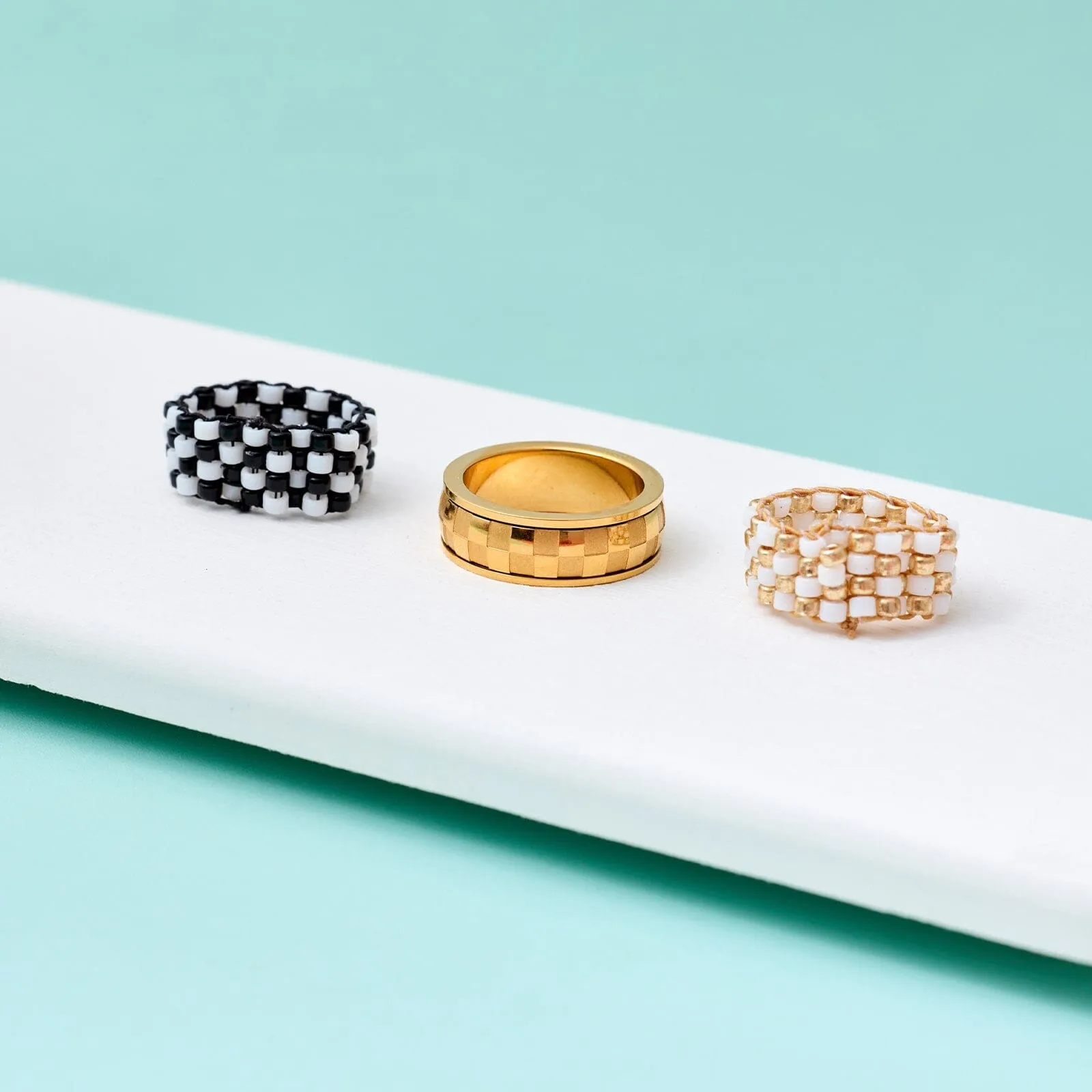 Checkerboard Bead Stretch Ring sold by Pura Vida product image thumbnail 5