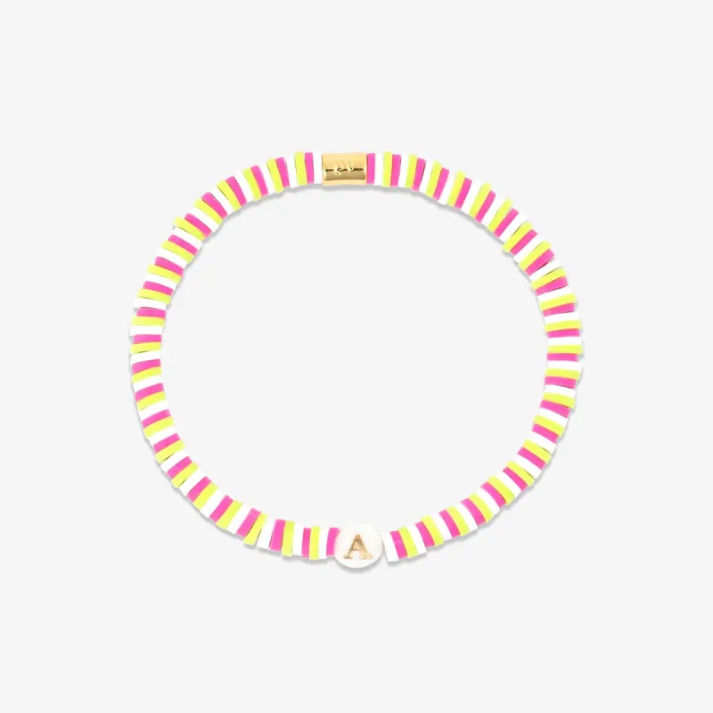 Raspberry Alphabet Stretch Bracelet sold by Pura Vida