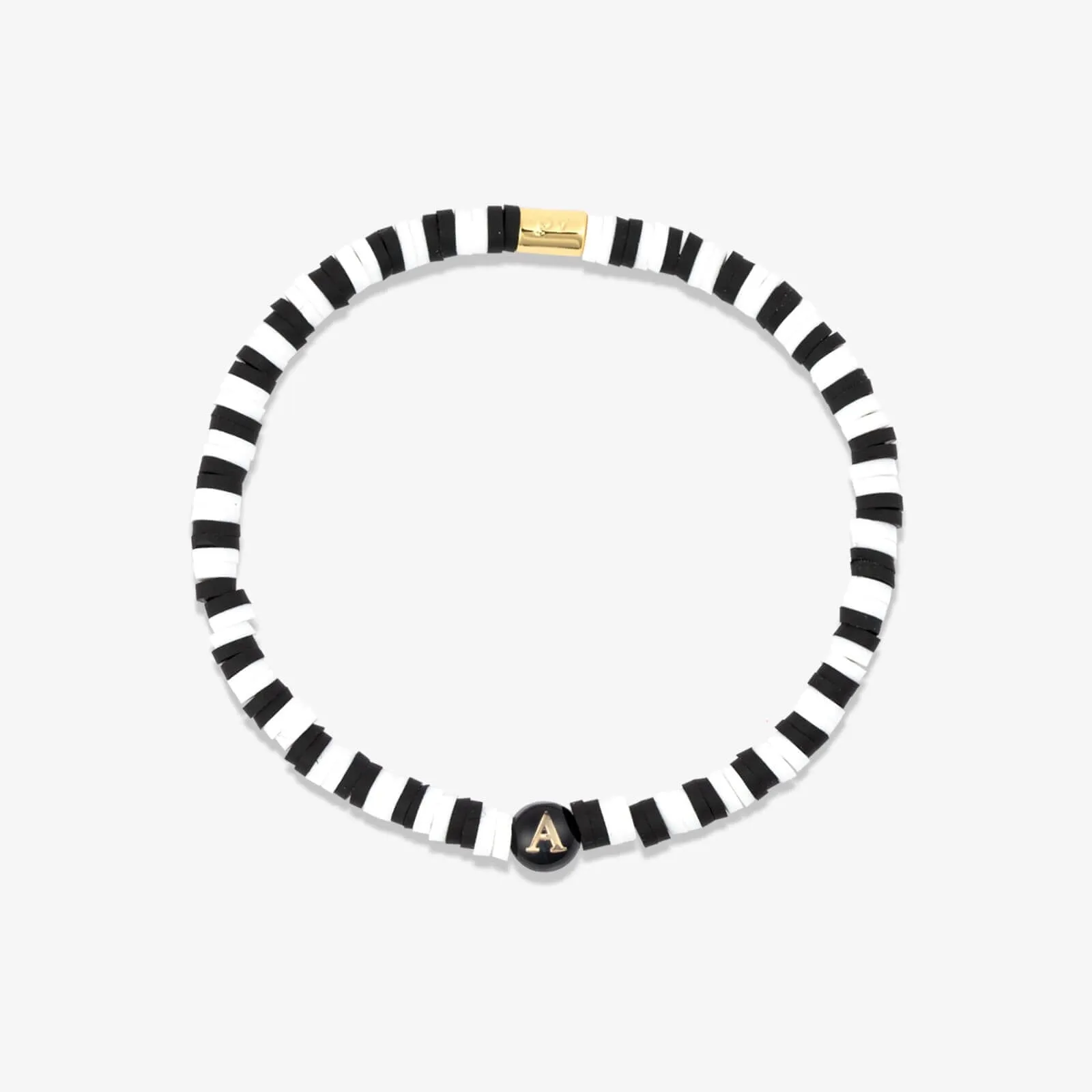 Black and White Alphabet Stretch Bracelet sold by Pura Vida