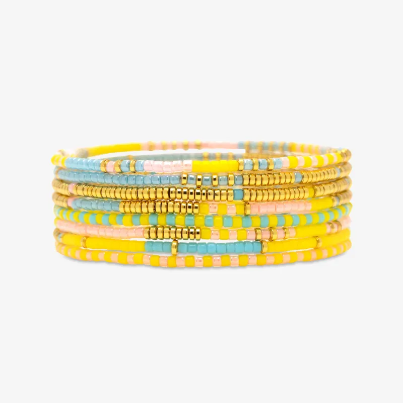 Mixed Bead Sunset Beach Stretch Bracelet Set of 8 sold by Pura Vida