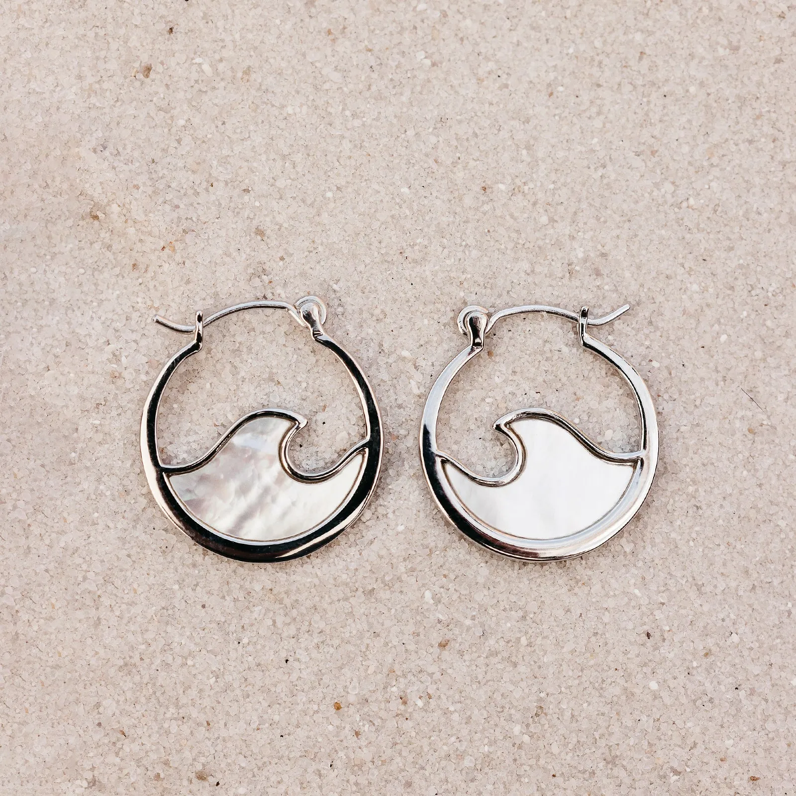 Mother of Pearl Mini Wave Hoop Earrings sold by Pura Vida product image thumbnail 4