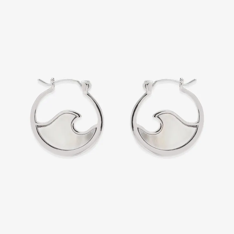 Mother of Pearl Mini Wave Hoop Earrings sold by Pura Vida
