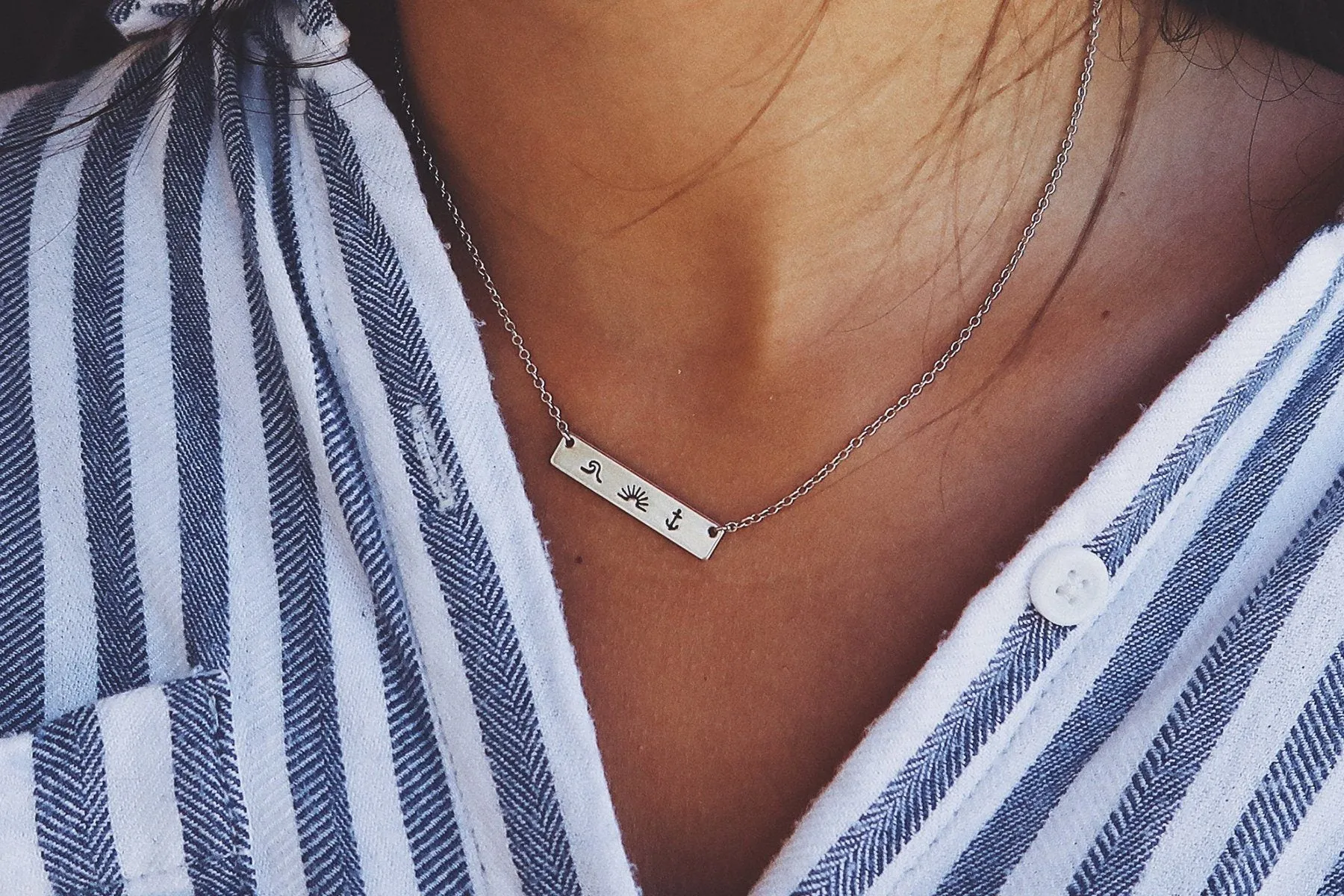 Stamped Bar Necklace sold by Pura Vida product image thumbnail 5