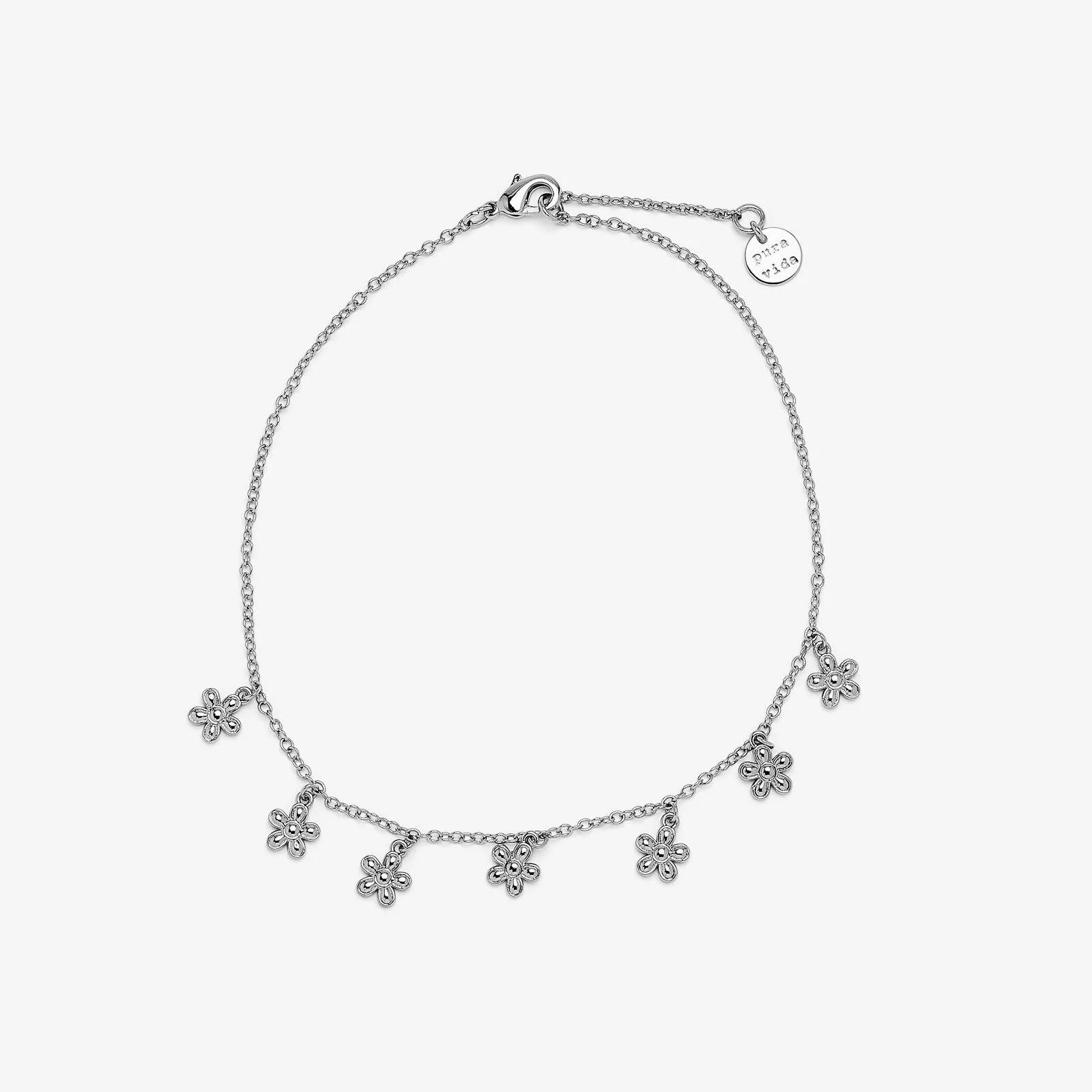 Silver Bitty Daisies Anklet sold by Pura Vida