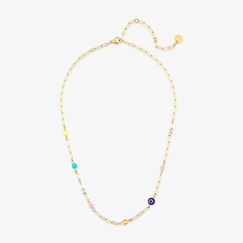 Salina Mixed Bead Paperclip Chain Choker sold by Pura Vida