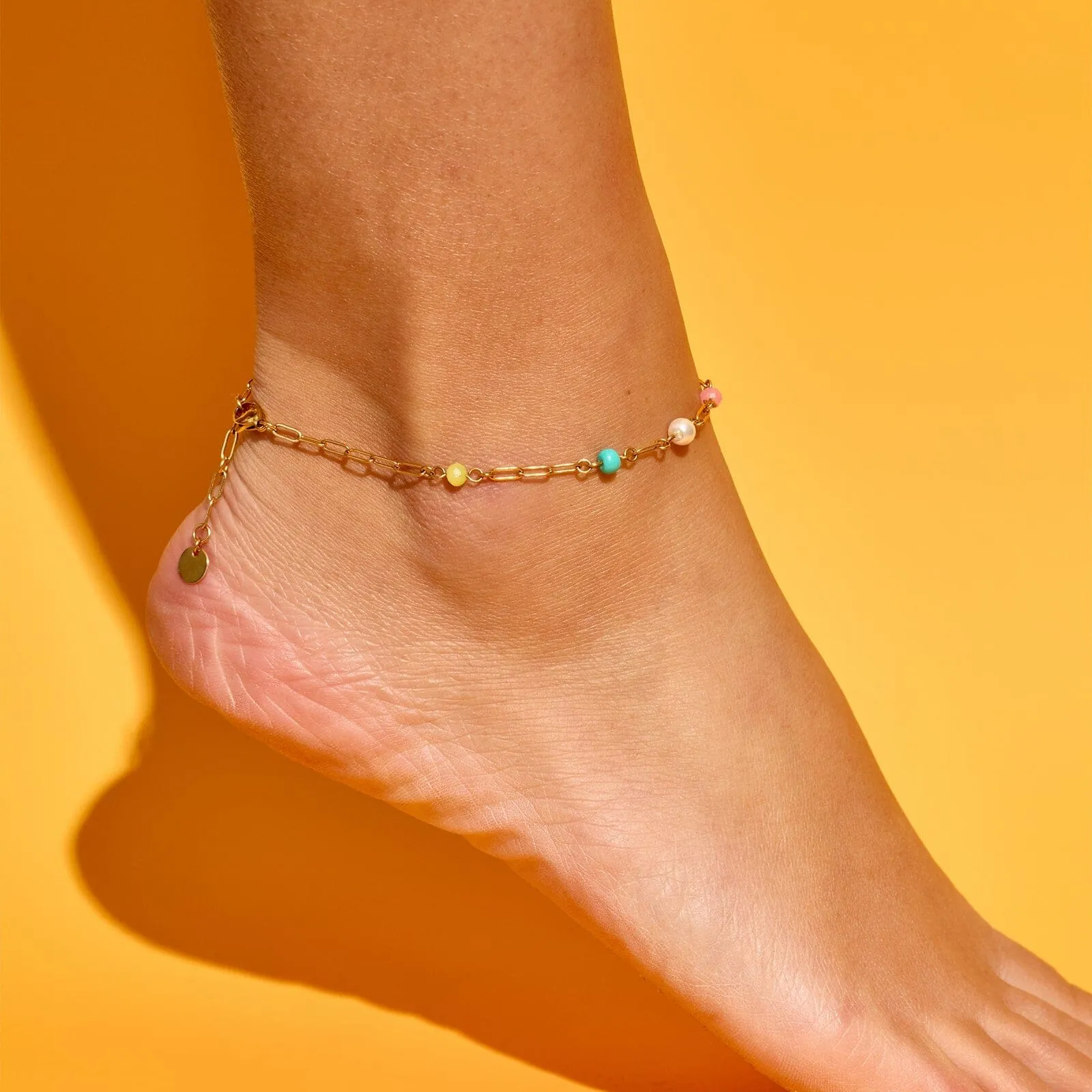 Salina Mixed Bead Paperclip Chain Anklet sold by Pura Vida product image thumbnail 2
